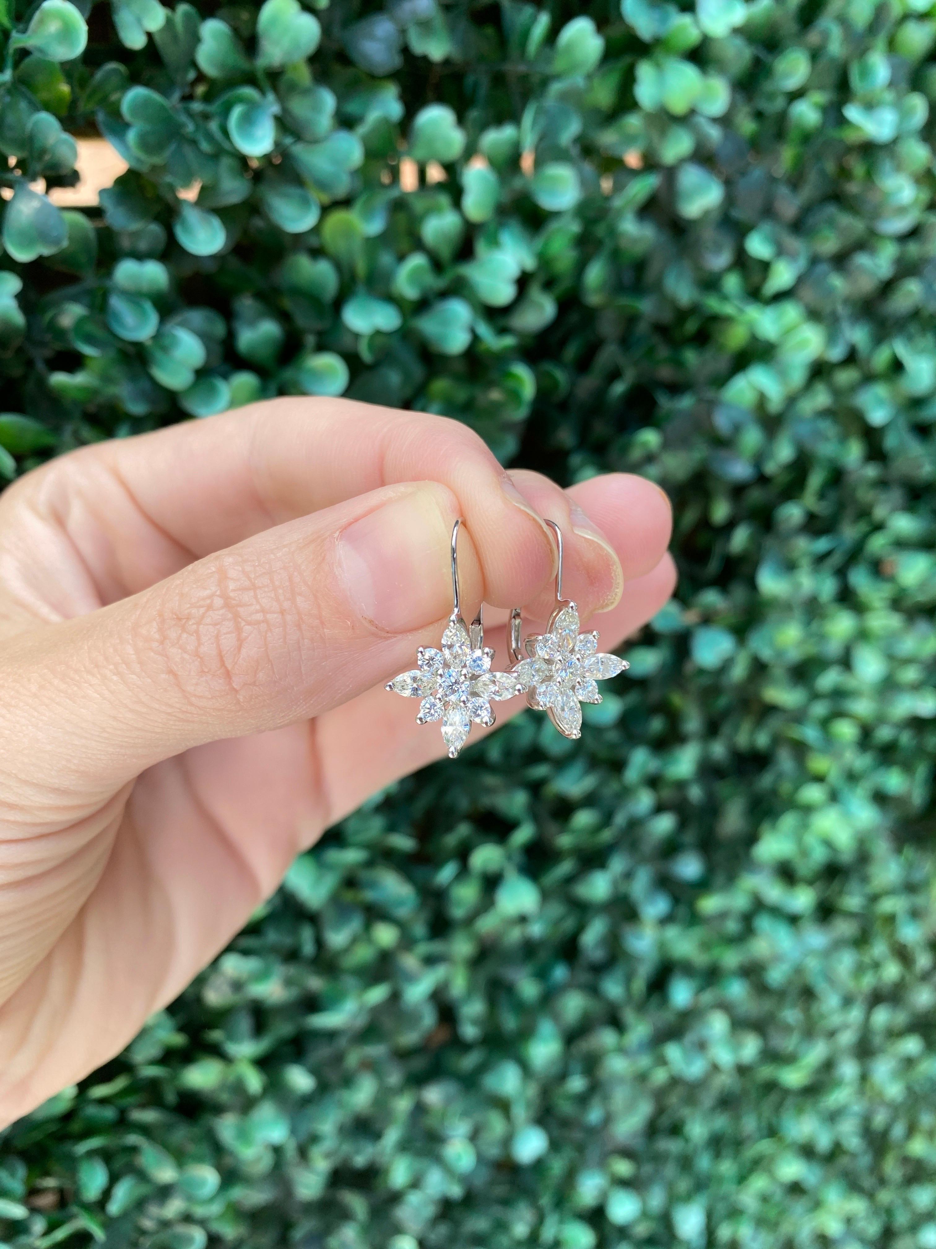 Kwiat Star Collection 1.85ctw Diamonds Large Drop Earrings, Platinum & 18K Gold 4