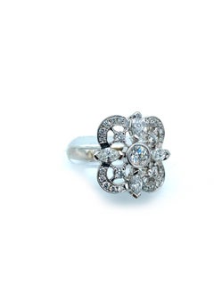 Kwiat Bague queue de cheval à fleurs en or blanc et diamants, taille 5,25