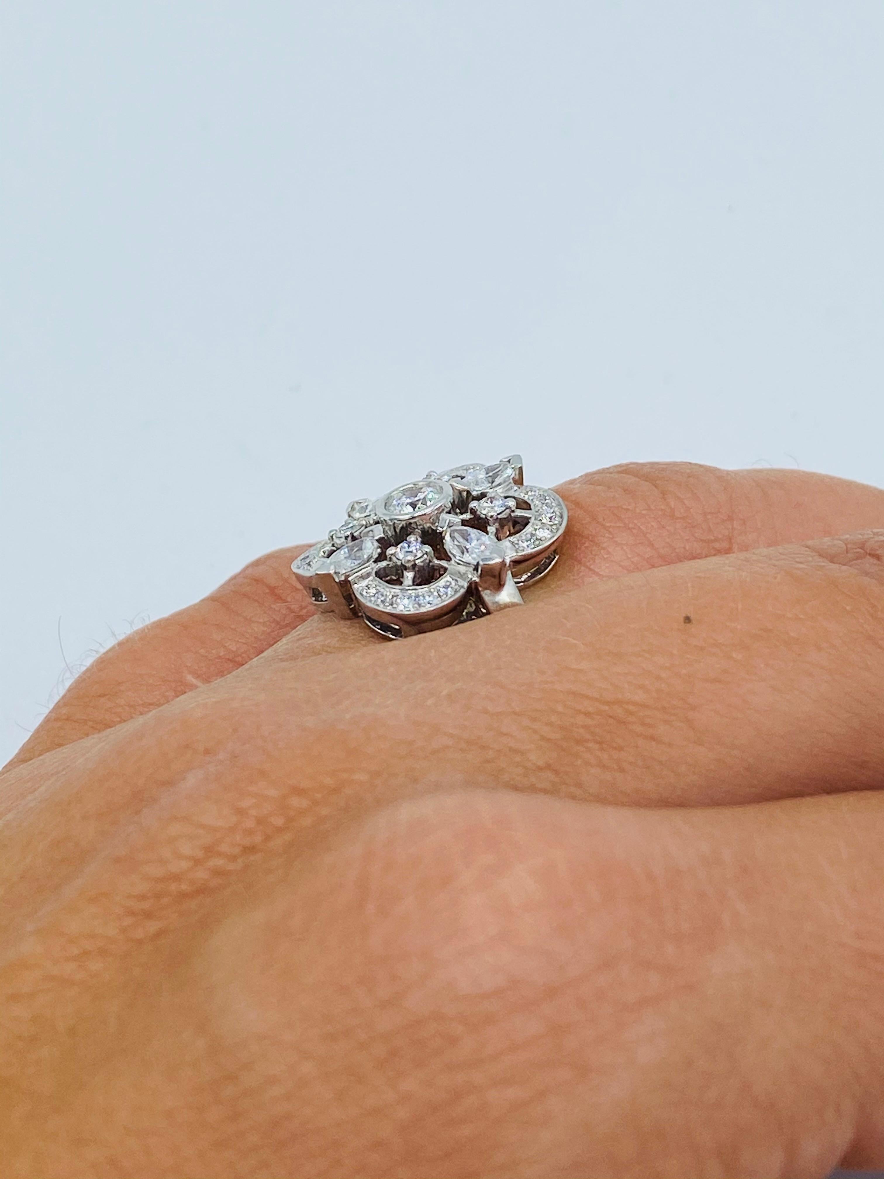 Kwiat White Gold and Diamond Floral Coctail Ring Size 5.25 In Excellent Condition In Beverly Hills, CA