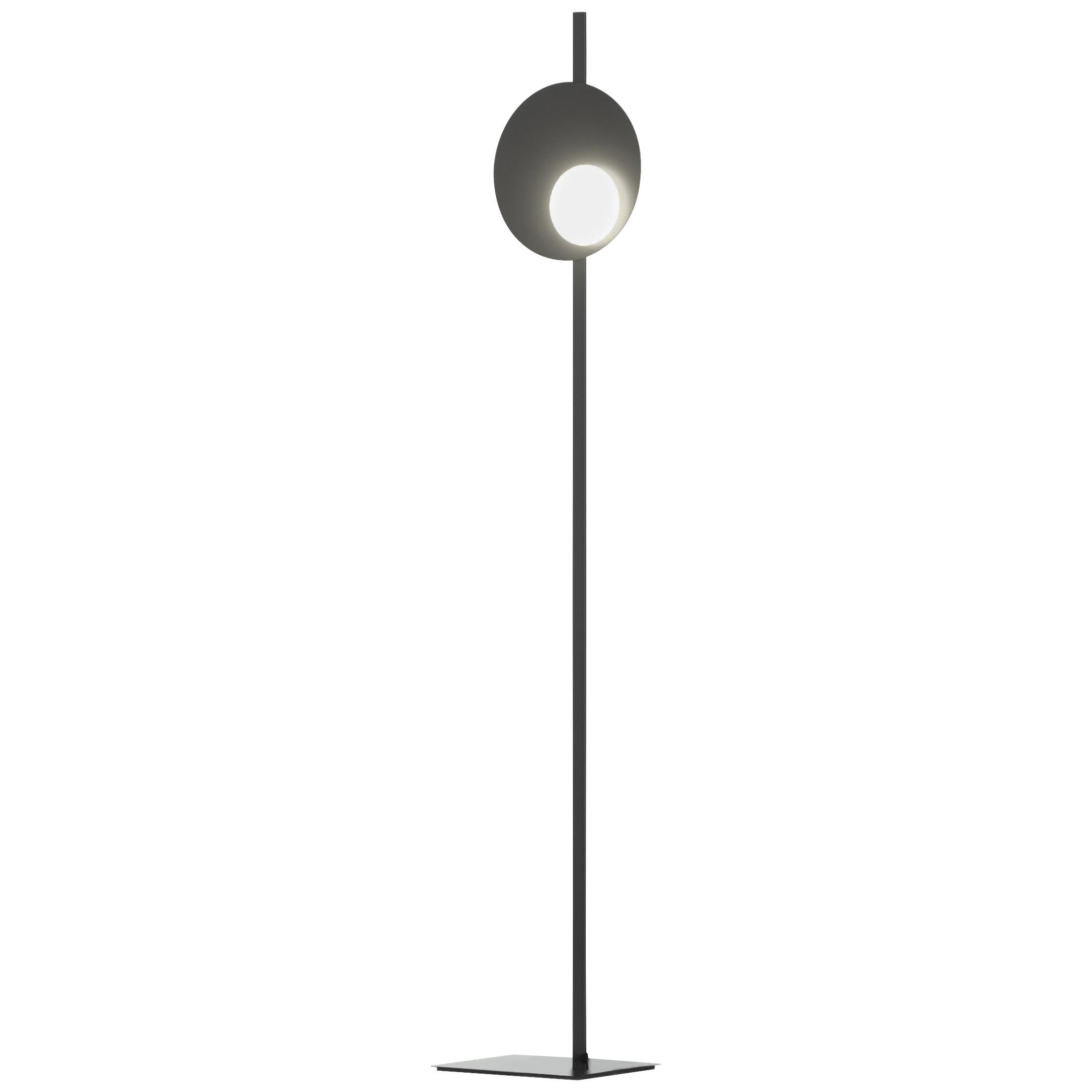 Kwic: Italian Minimalist Glass and Metal Floor Lamp, Black or Bronze, Small For Sale