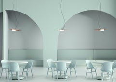 Kwic Modern Italian Minimalist Glass and Metal Pendant, Black or Bronze, Large