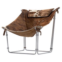 Kwok Hoi Chan ‘Buffalo’ Lounge Chair in Cow Hide and Steel 