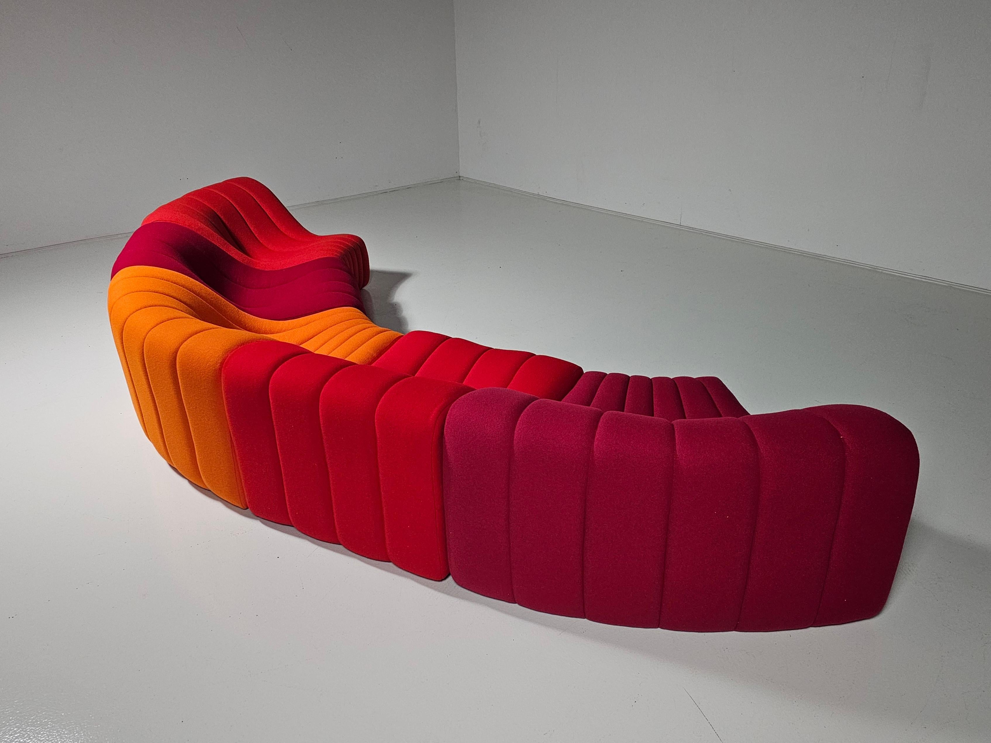 Fabric Kwok Hoi Chan 'Chromatic'  modular multi-color sofa, Steiner, 1970s For Sale