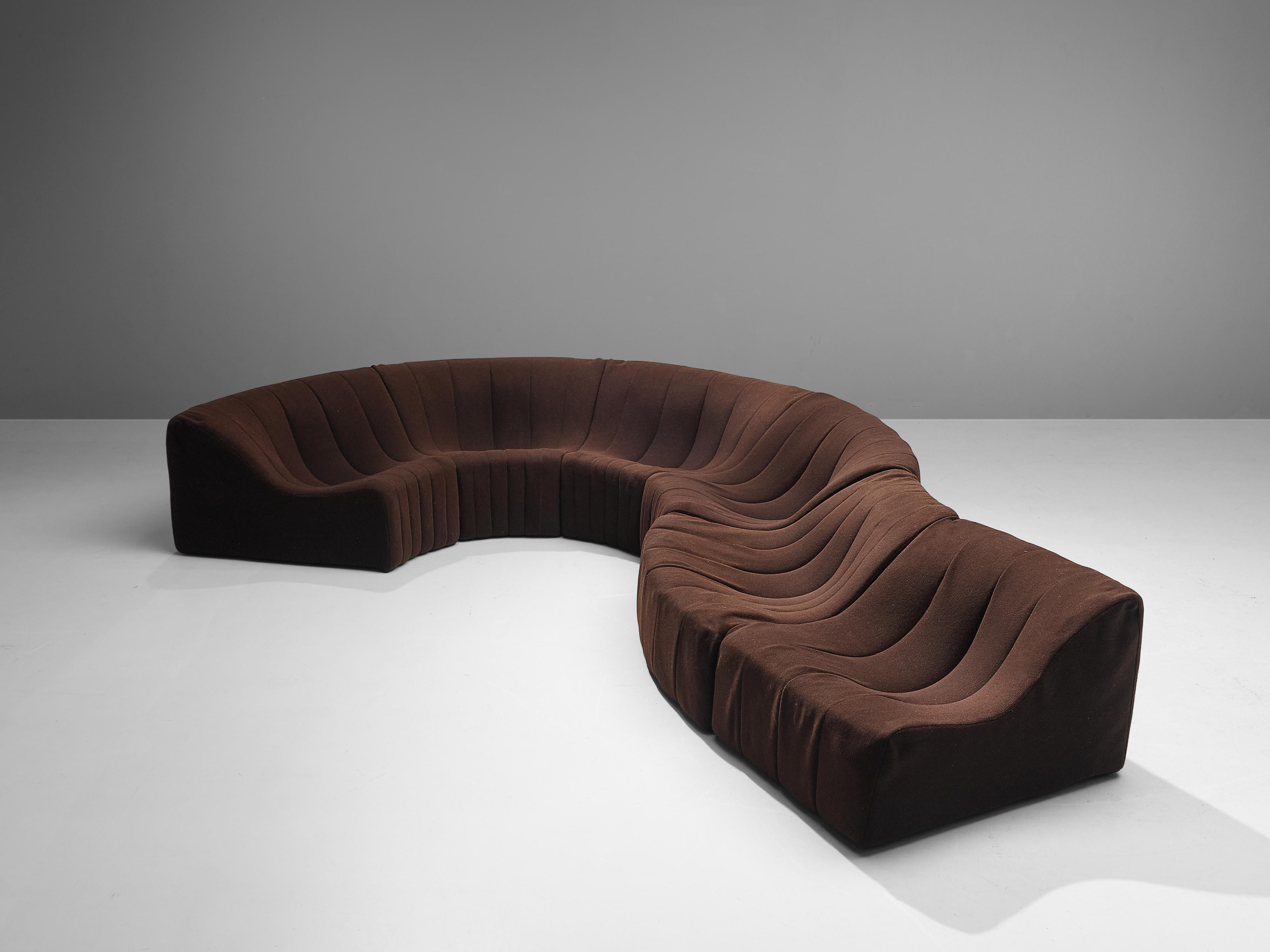 Kwok Hoi Chan for Steiner´Chromatic´ Modular Sofa in Brown Upholstery 3