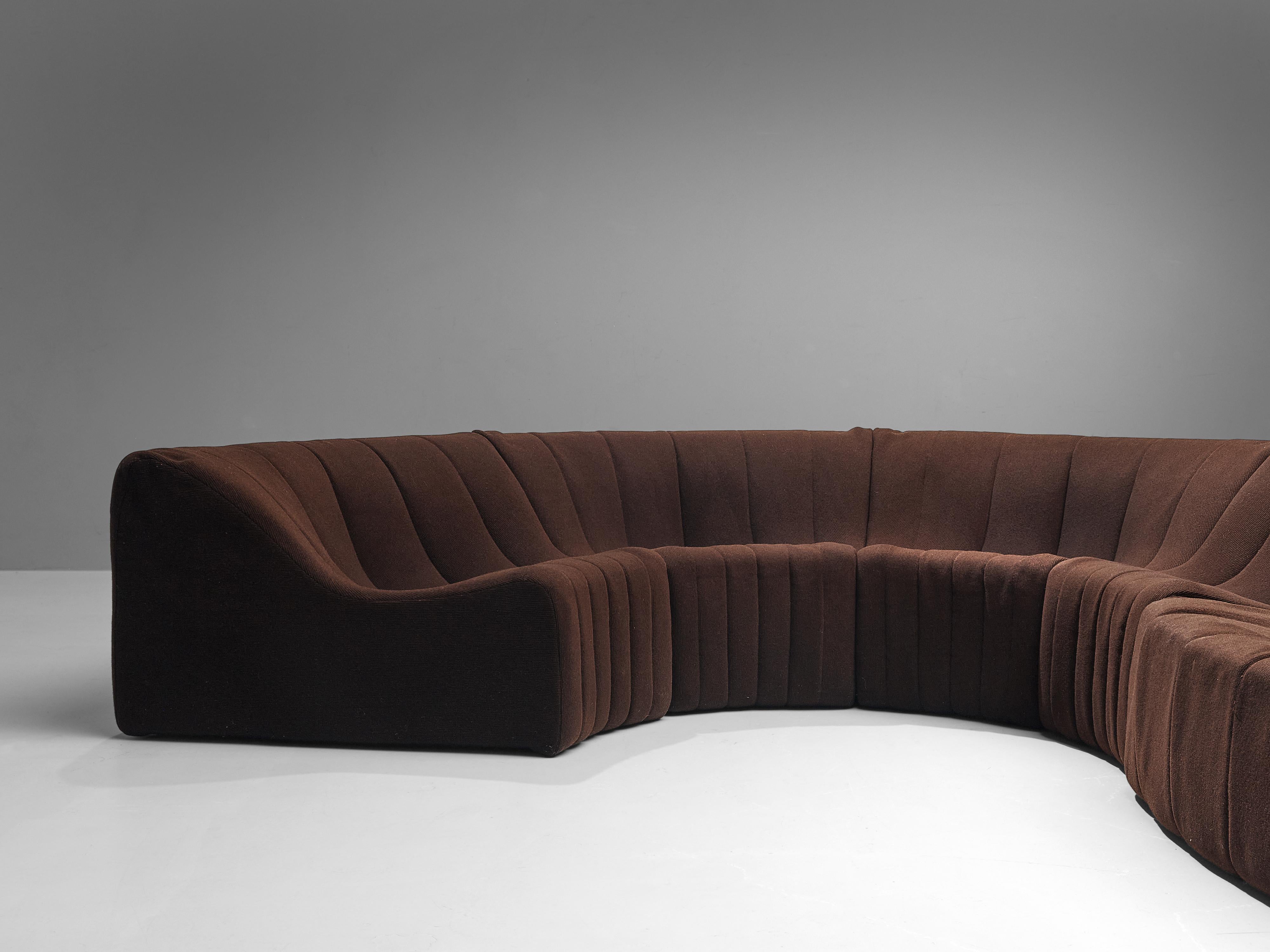 Kwok Hoi Chan for Steiner´Chromatic´ Modular Sofa in Brown Upholstery 4
