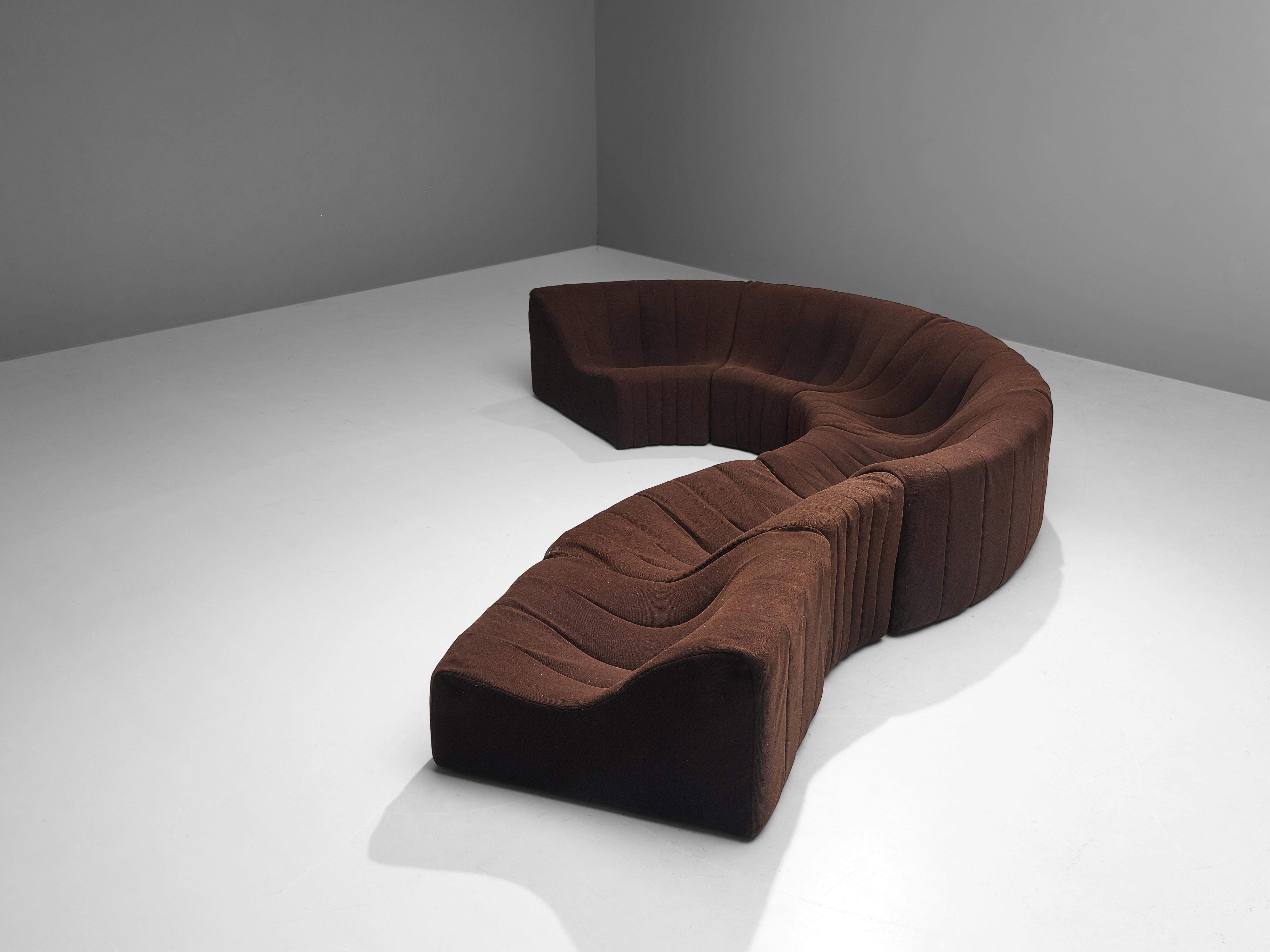 Kwok Hoi Chan for Steiner´Chromatic´ Modular Sofa in Brown Upholstery 5