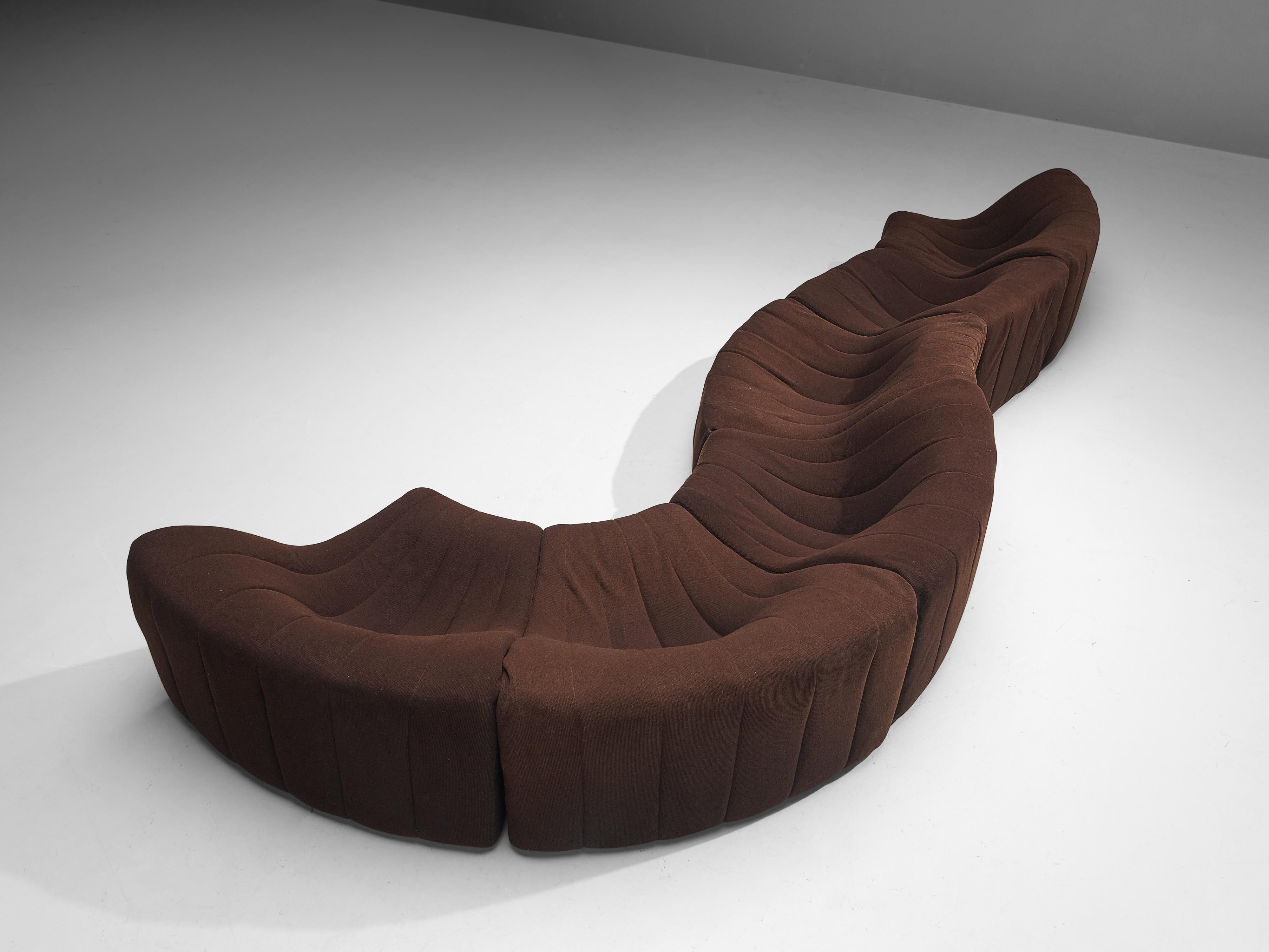 Mid-Century Modern Kwok Hoi Chan for Steiner´Chromatic´ Modular Sofa in Brown Upholstery