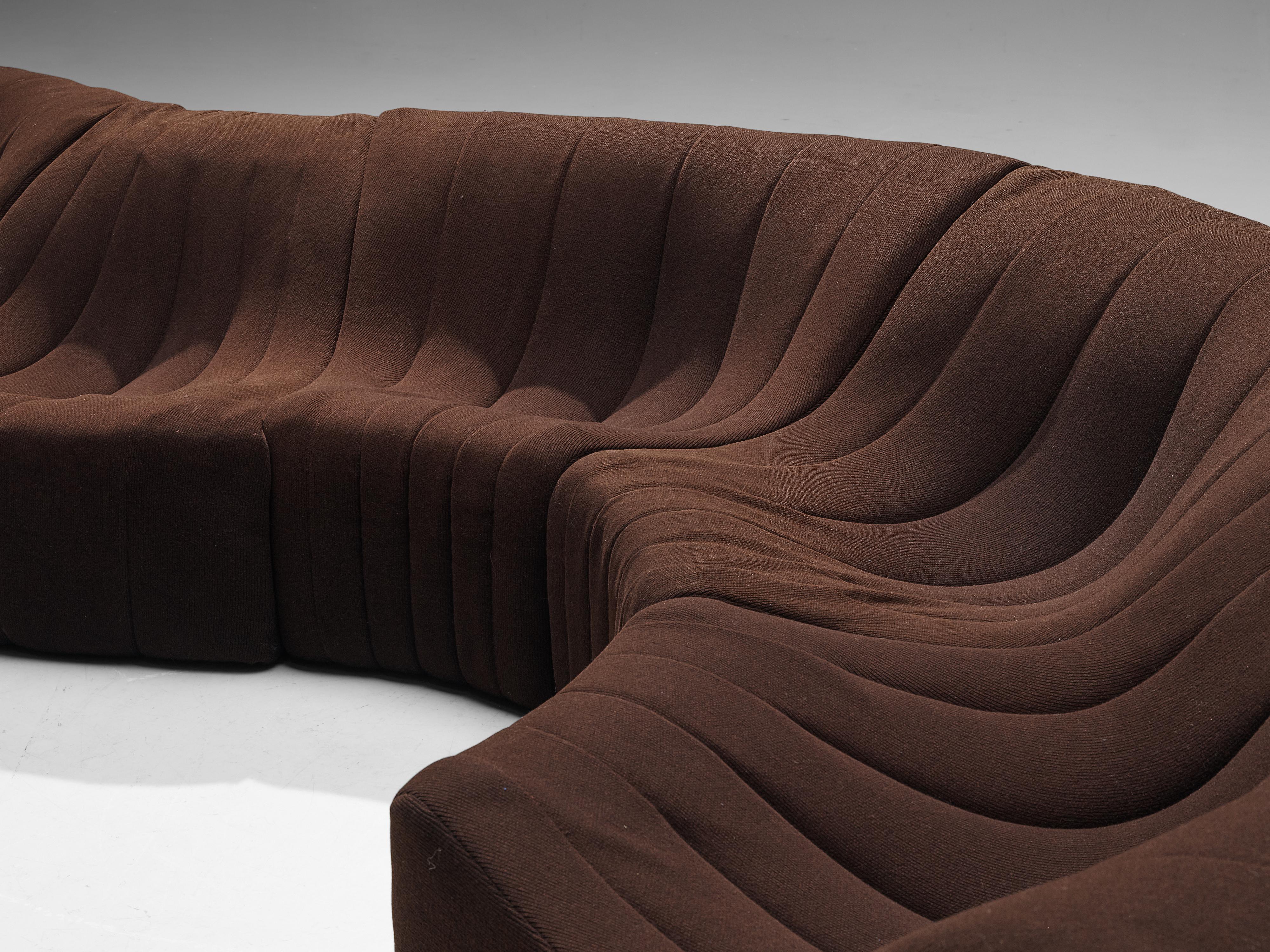 Kwok Hoi Chan for Steiner´Chromatic´ Modular Sofa in Brown Upholstery In Good Condition In Waalwijk, NL