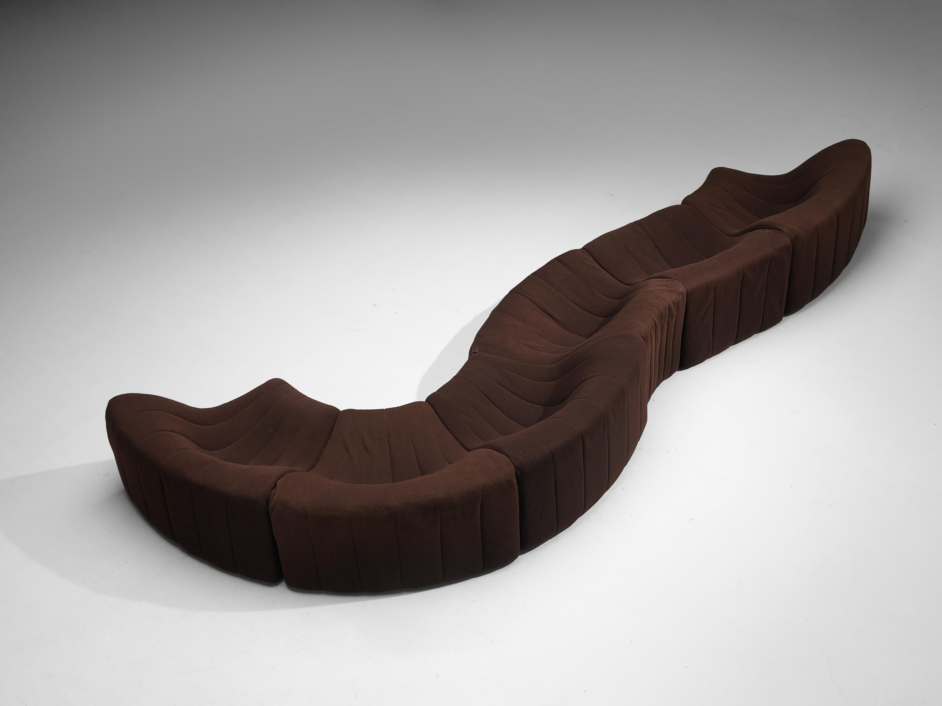 Late 20th Century Kwok Hoi Chan for Steiner´Chromatic´ Modular Sofa in Brown Upholstery