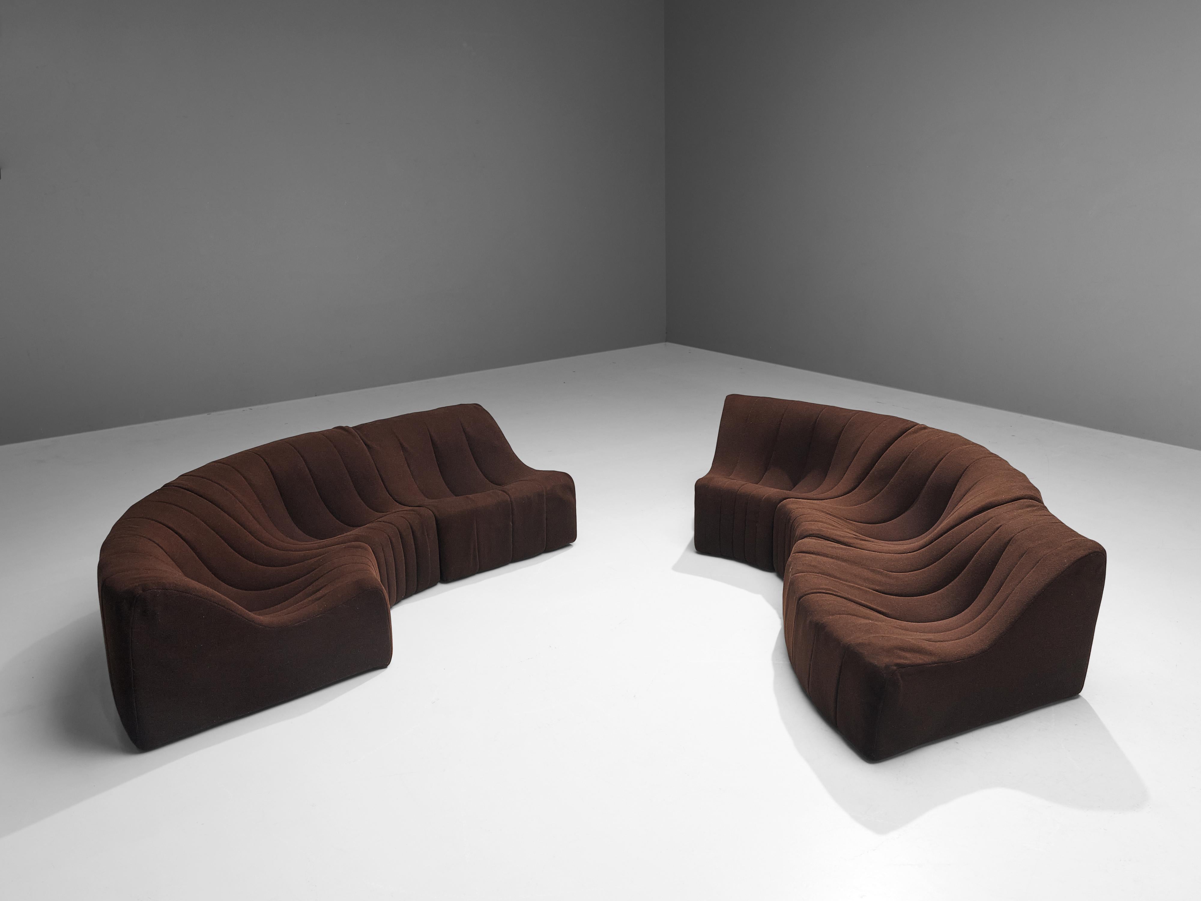 Fabric Kwok Hoi Chan for Steiner´Chromatic´ Modular Sofa in Brown Upholstery