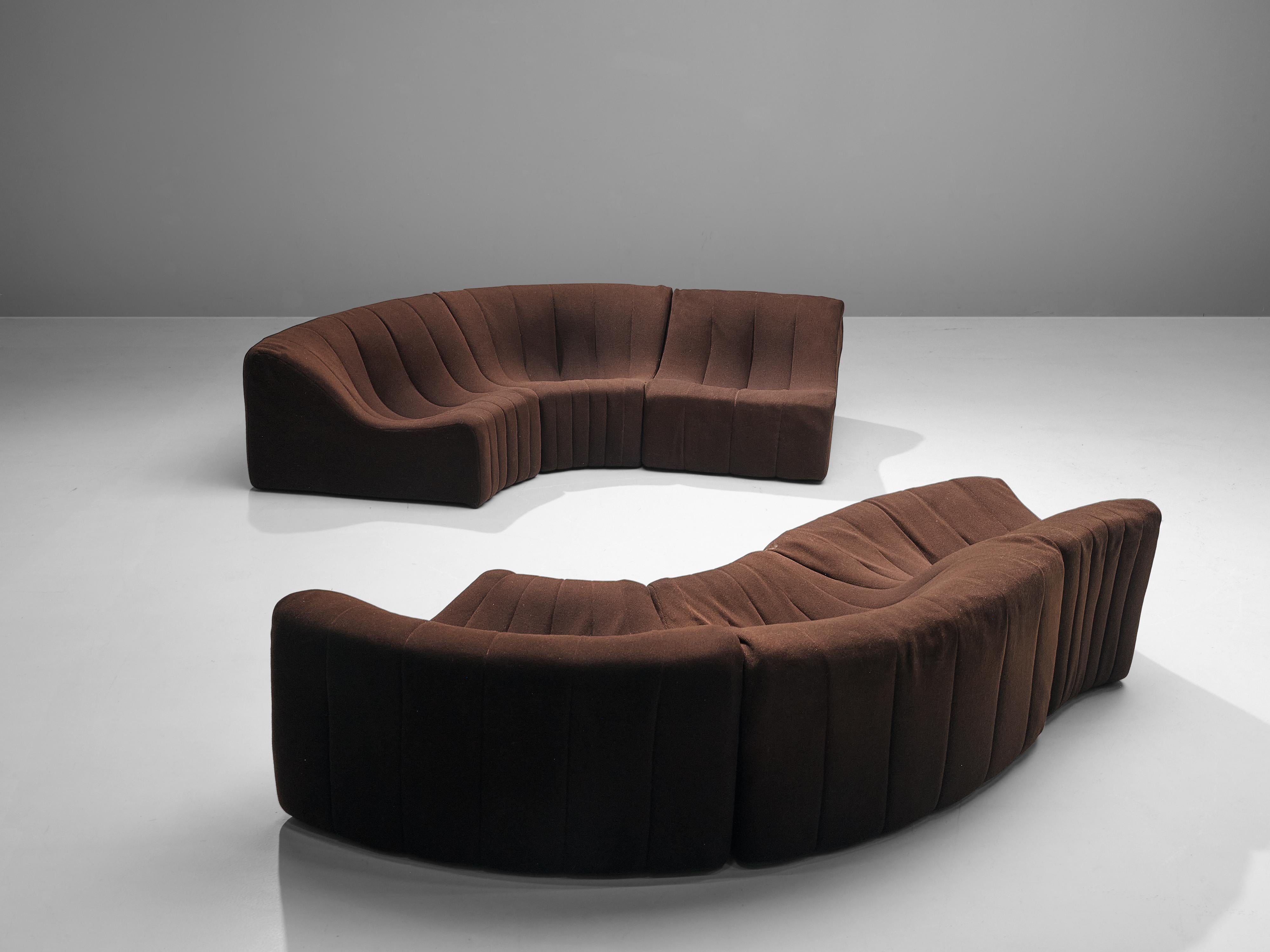 Kwok Hoi Chan for Steiner´Chromatic´ Modular Sofa in Brown Upholstery 1