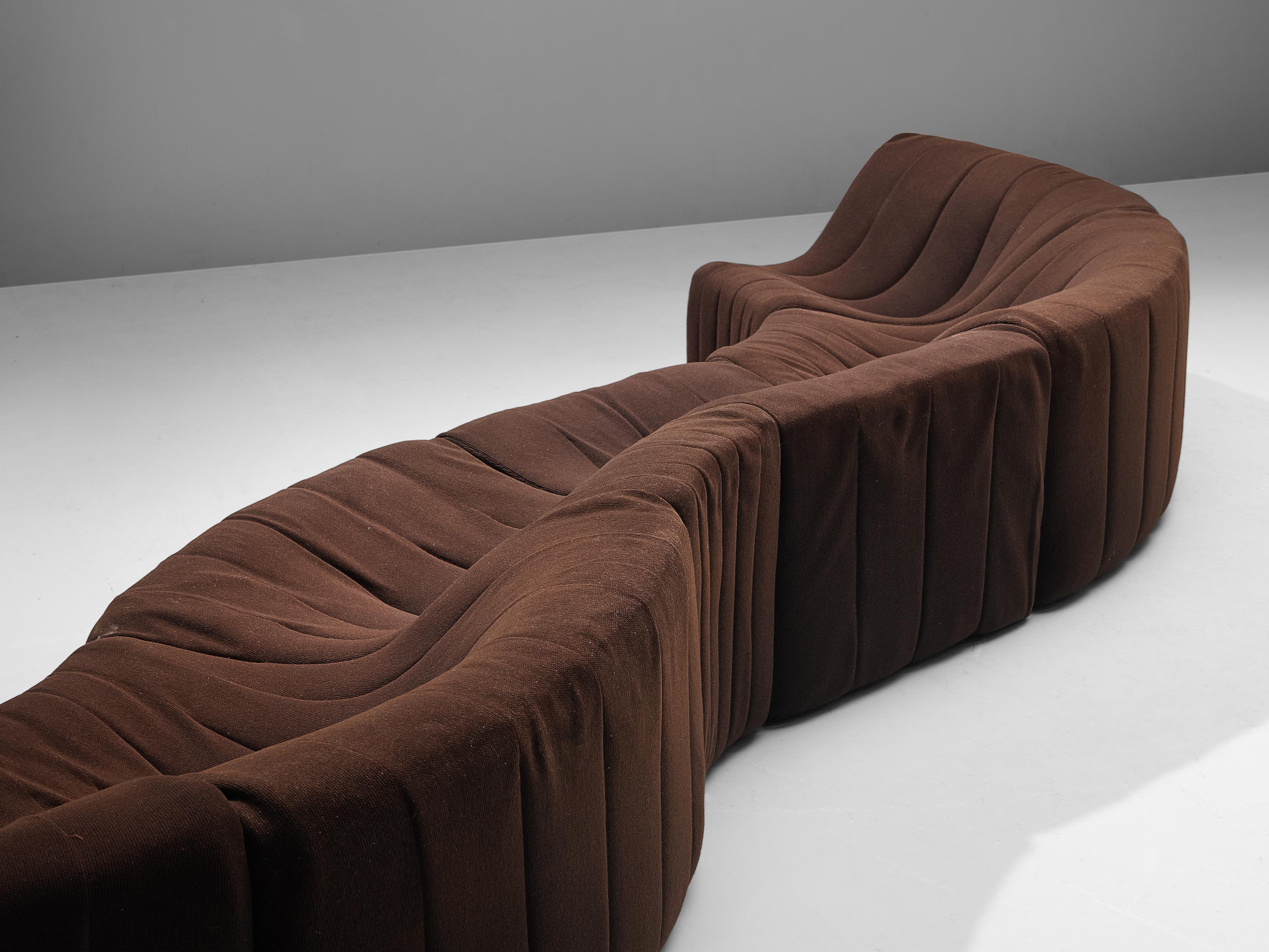 Kwok Hoi Chan for Steiner´Chromatic´ Modular Sofa in Brown Upholstery 2