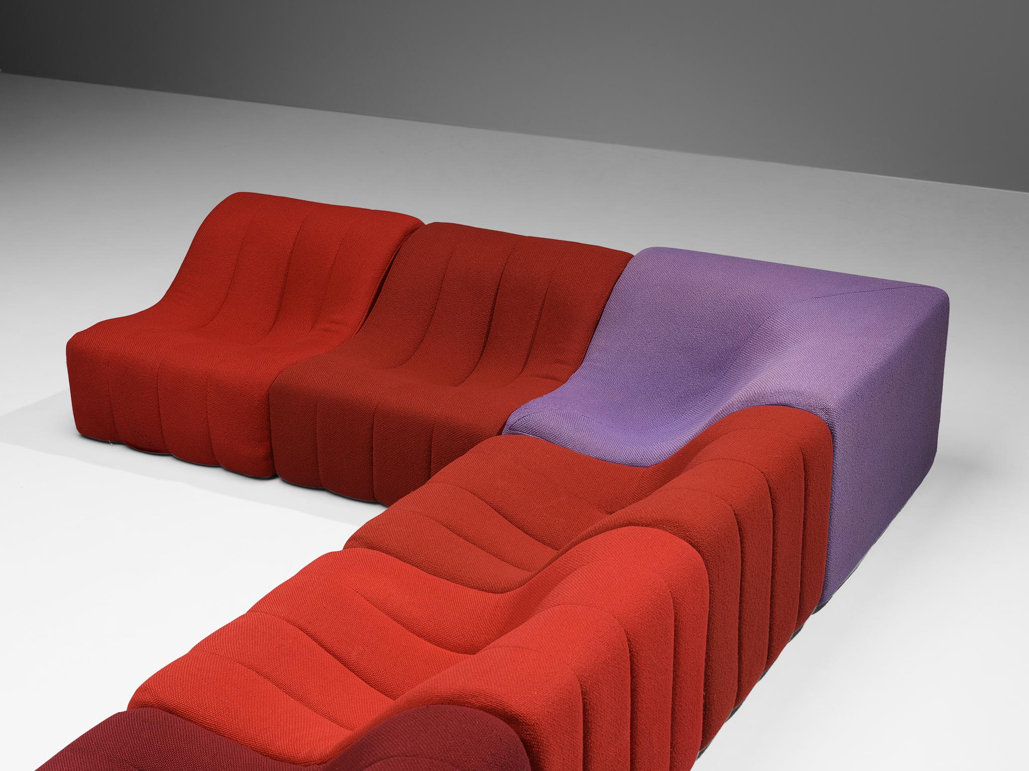 Kwok Hoi Chan for Steiner 'Chromatic' Modular Sofa in Red Purple Colors  For Sale 2