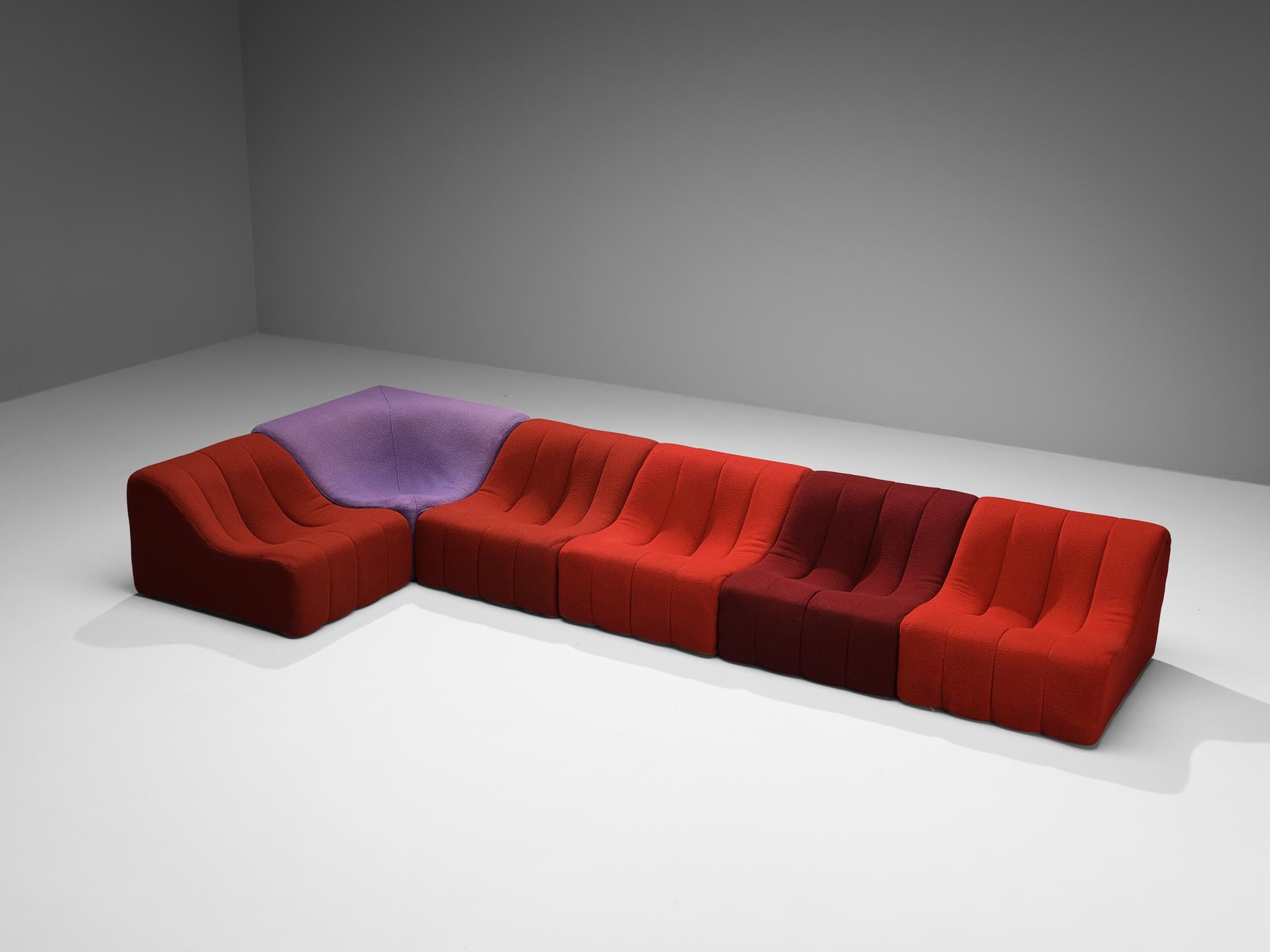 Kwok Hoi Chan for Steiner 'Chromatic' Modular Sofa in Red Purple Colors  For Sale 4