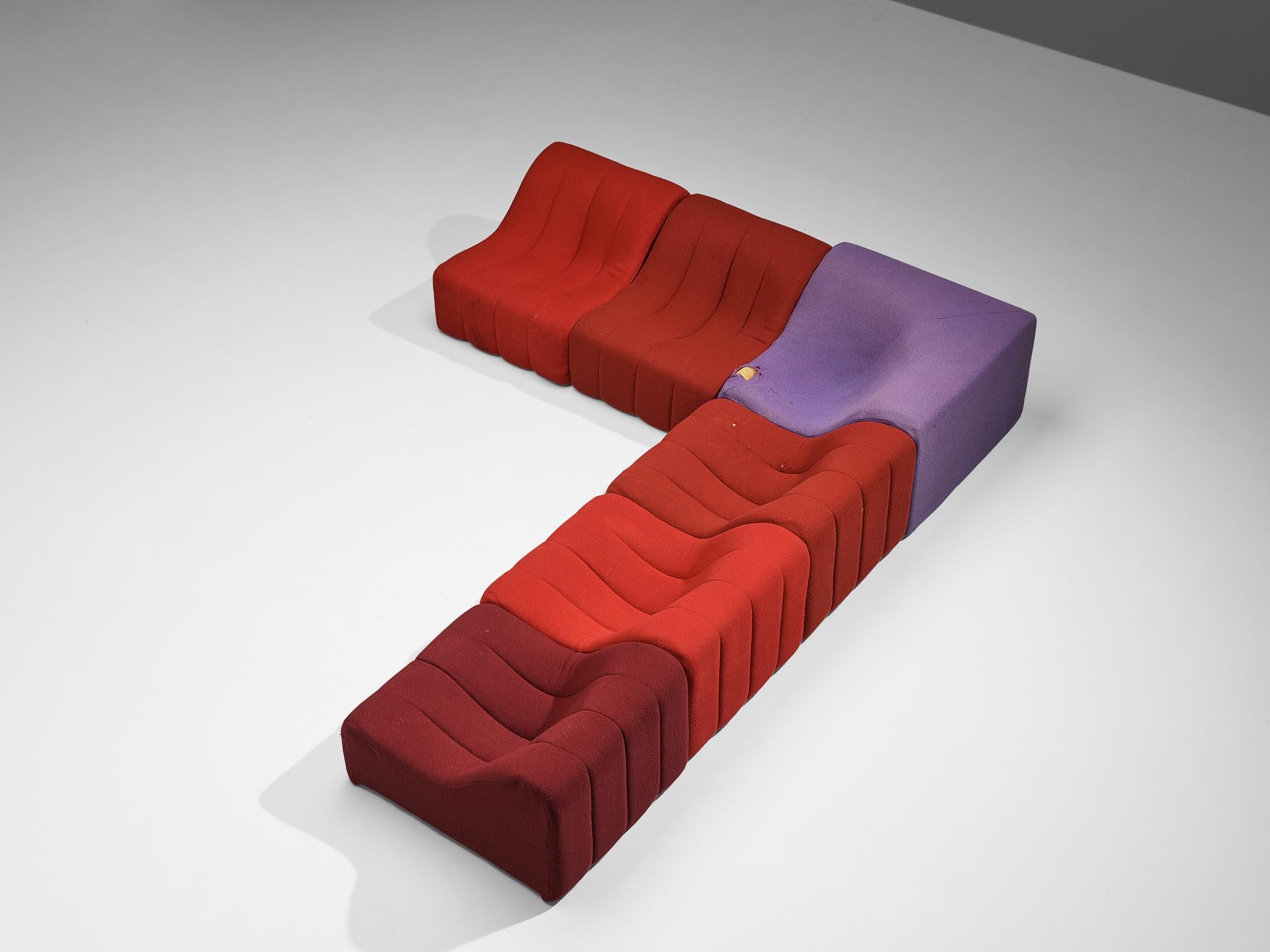 Kwok Hoi Chan for Steiner 'Chromatic' Modular Sofa in Red Purple Colors  For Sale 6
