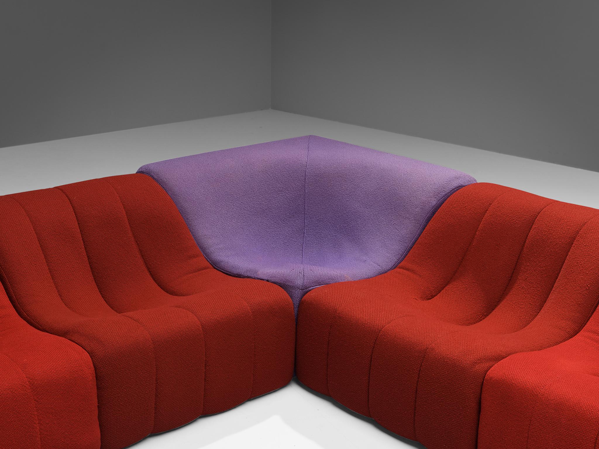 Postmoderne Canapé modulaire « Chromatic » de Kwok Hoi Chan pour Steiner, de couleurs rouge, violet et rouge  en vente