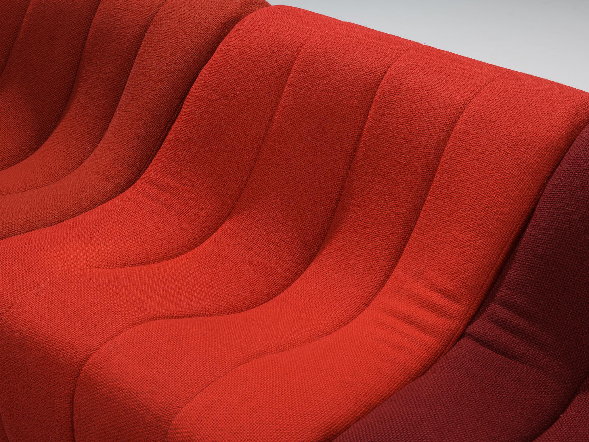 French Kwok Hoi Chan for Steiner 'Chromatic' Modular Sofa in Red Purple Colors  For Sale