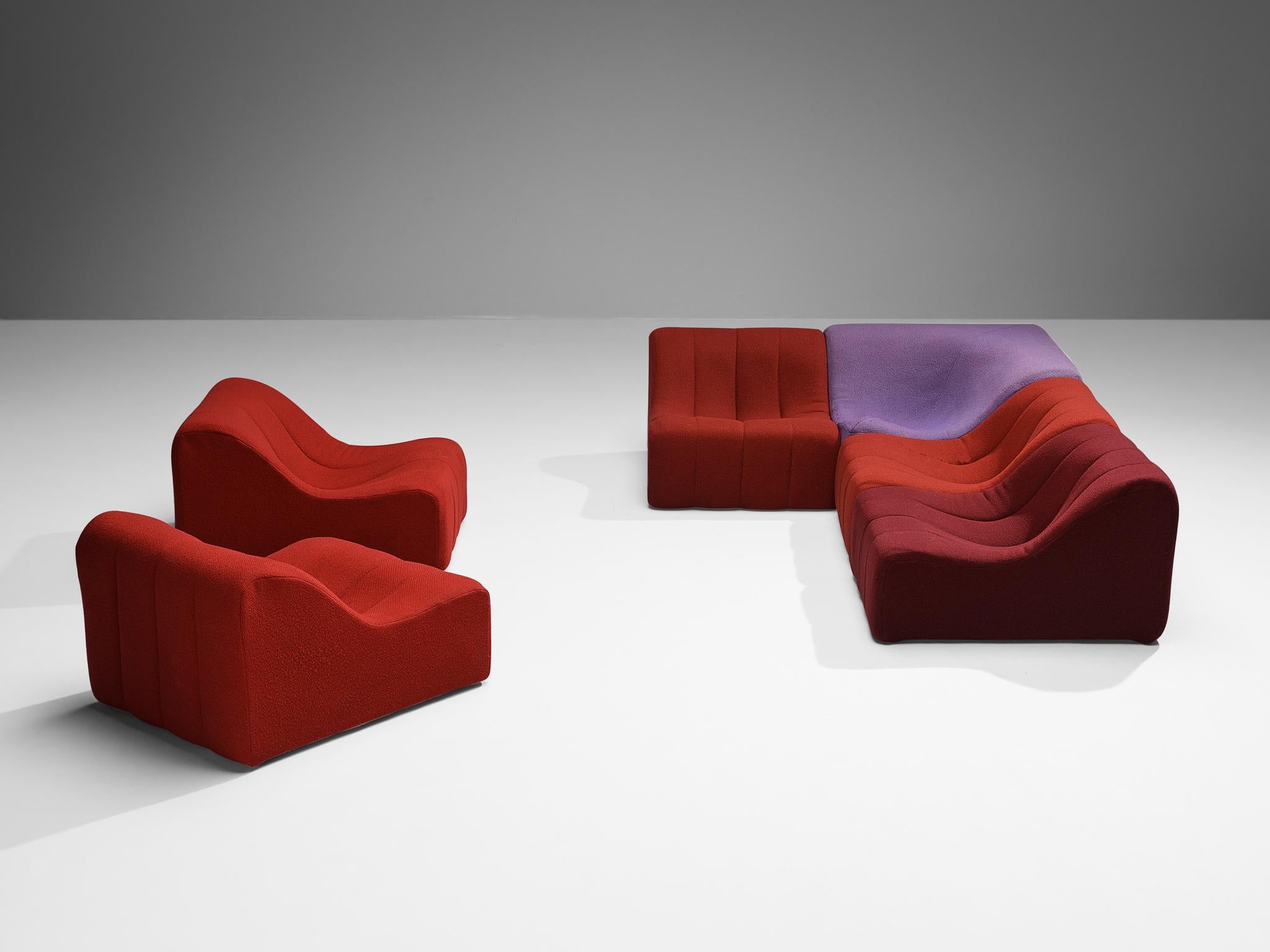 Late 20th Century Kwok Hoi Chan for Steiner 'Chromatic' Modular Sofa in Red Purple Colors  For Sale