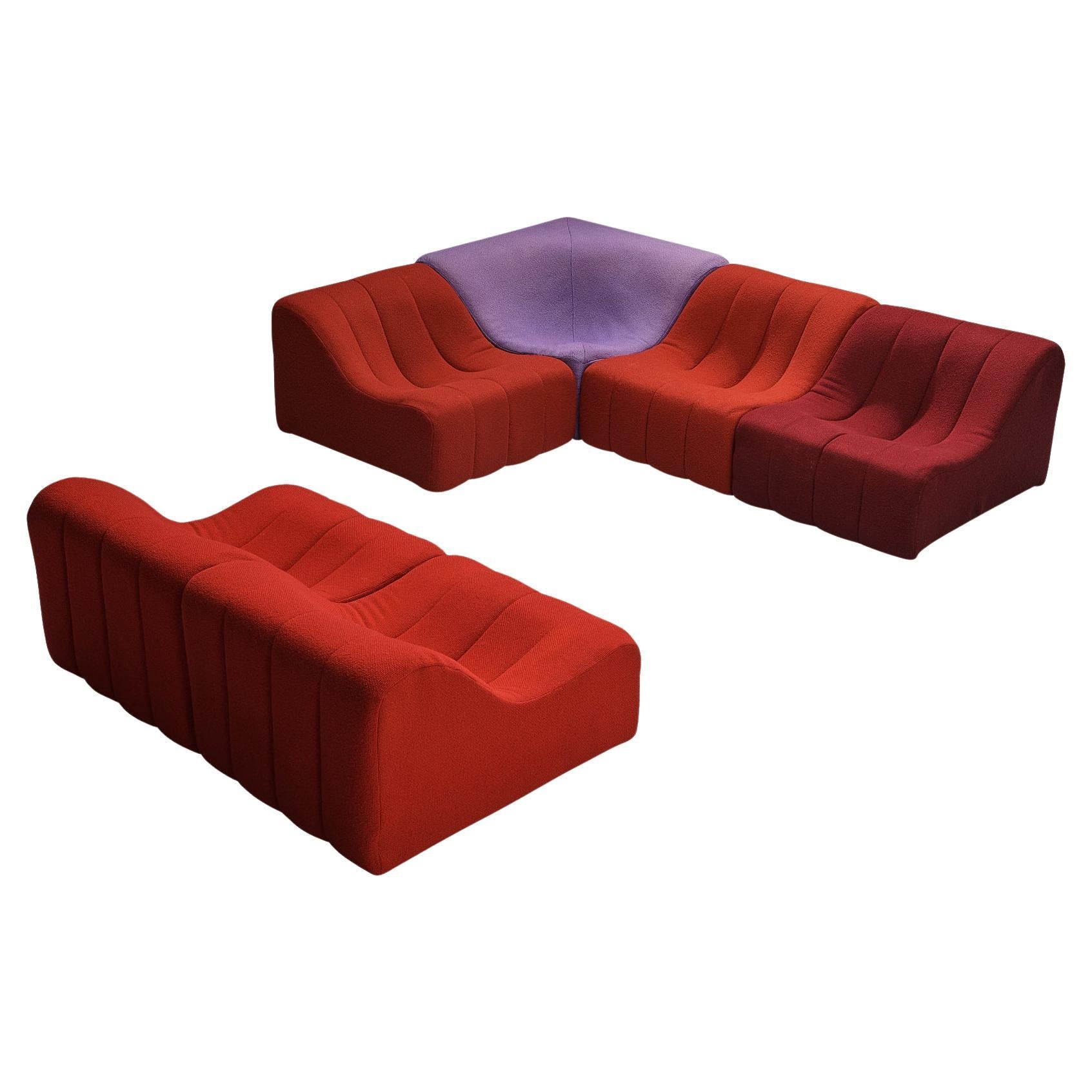 Kwok Hoi Chan for Steiner 'Chromatic' Modular Sofa in Red Purple Colors  For Sale