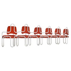Kwok Hoi Chan for Steiner Set of Six Dining Chairs in Red Leather