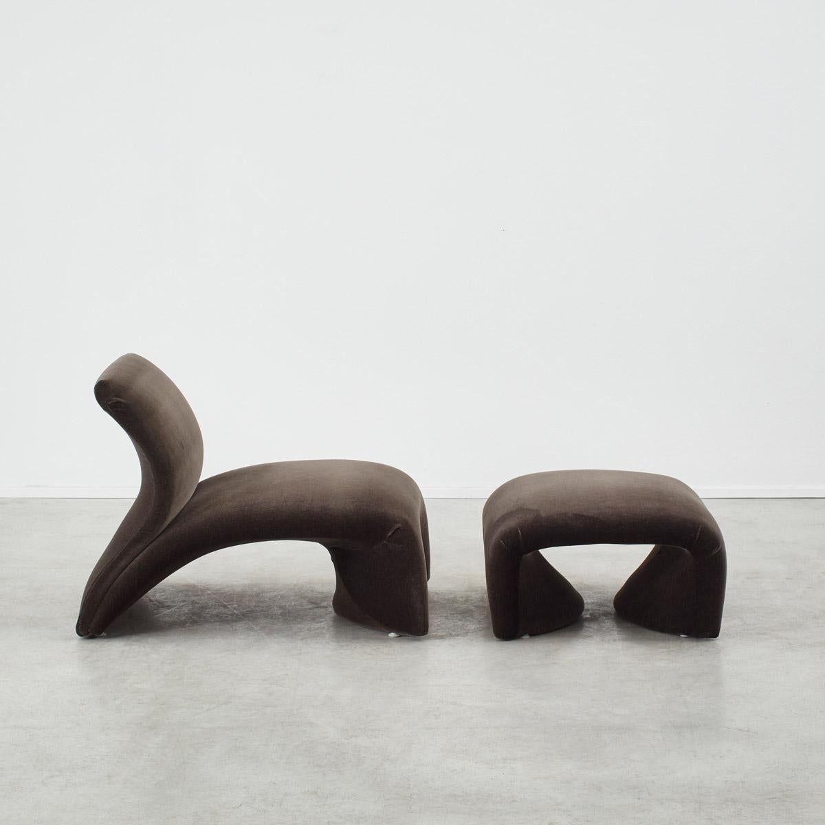 French Kwok Hoï Chan Kaïdo chair and ottoman for Steiner, France 1968