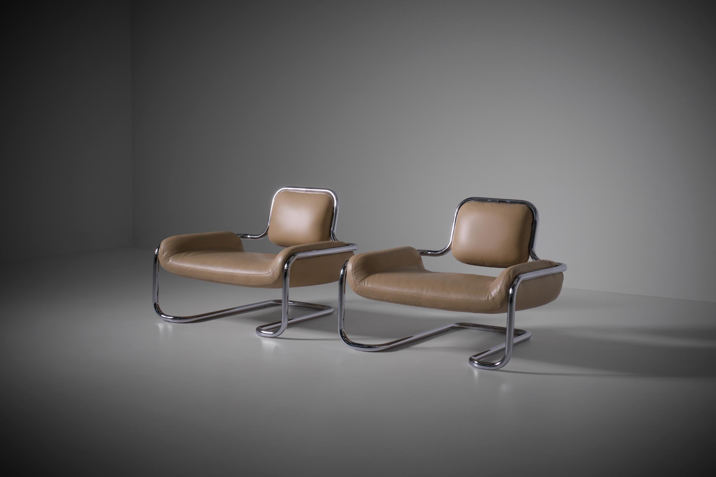 Mid-Century Modern Kwok Hoi Chan ‘Lemon Sole’ Chairs for Steiner, France 1969, Set of 2