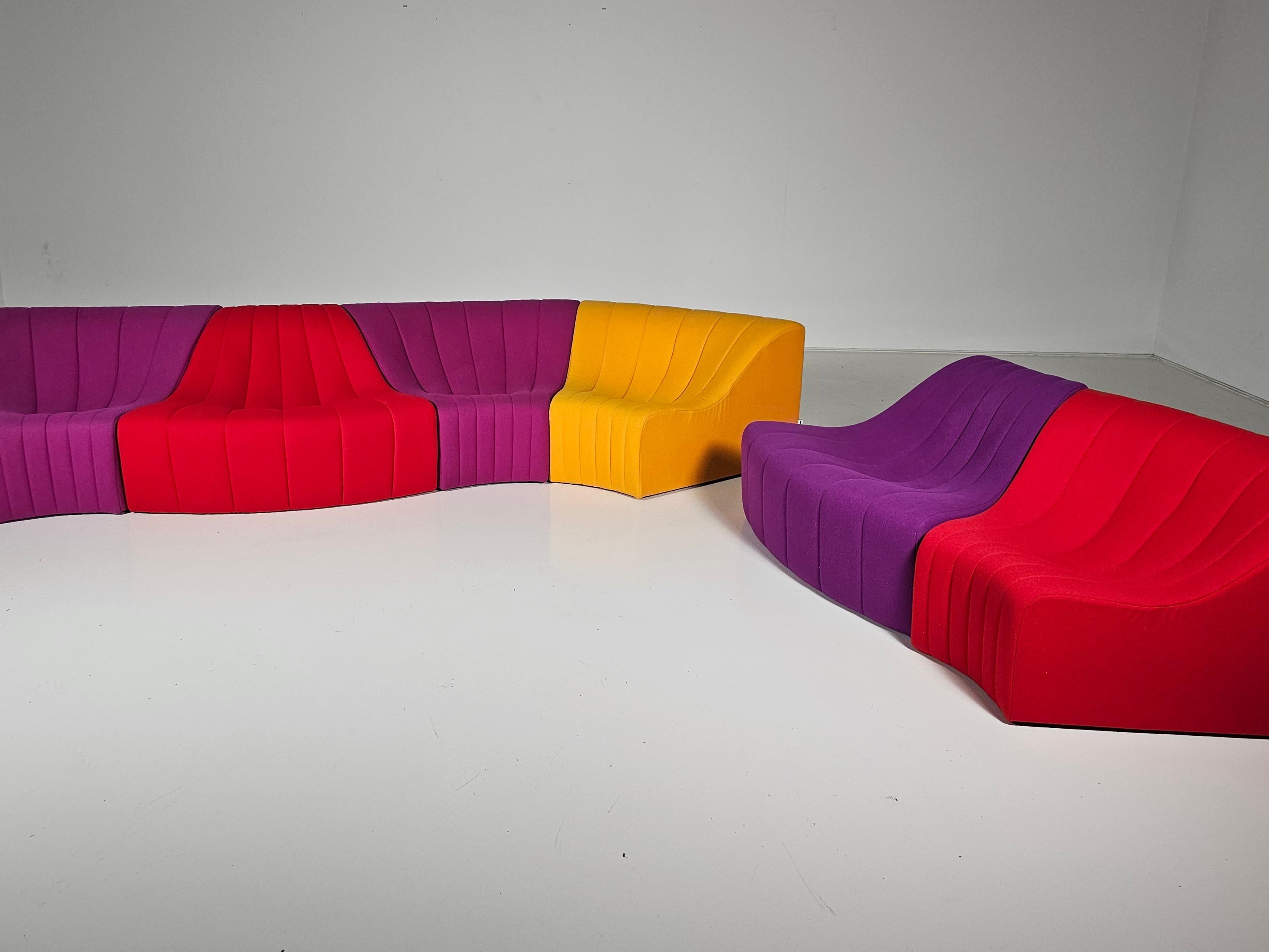 European Kwok Hoi Chan 'Chromatic'  modular sofa in red, purple and yellow colors 