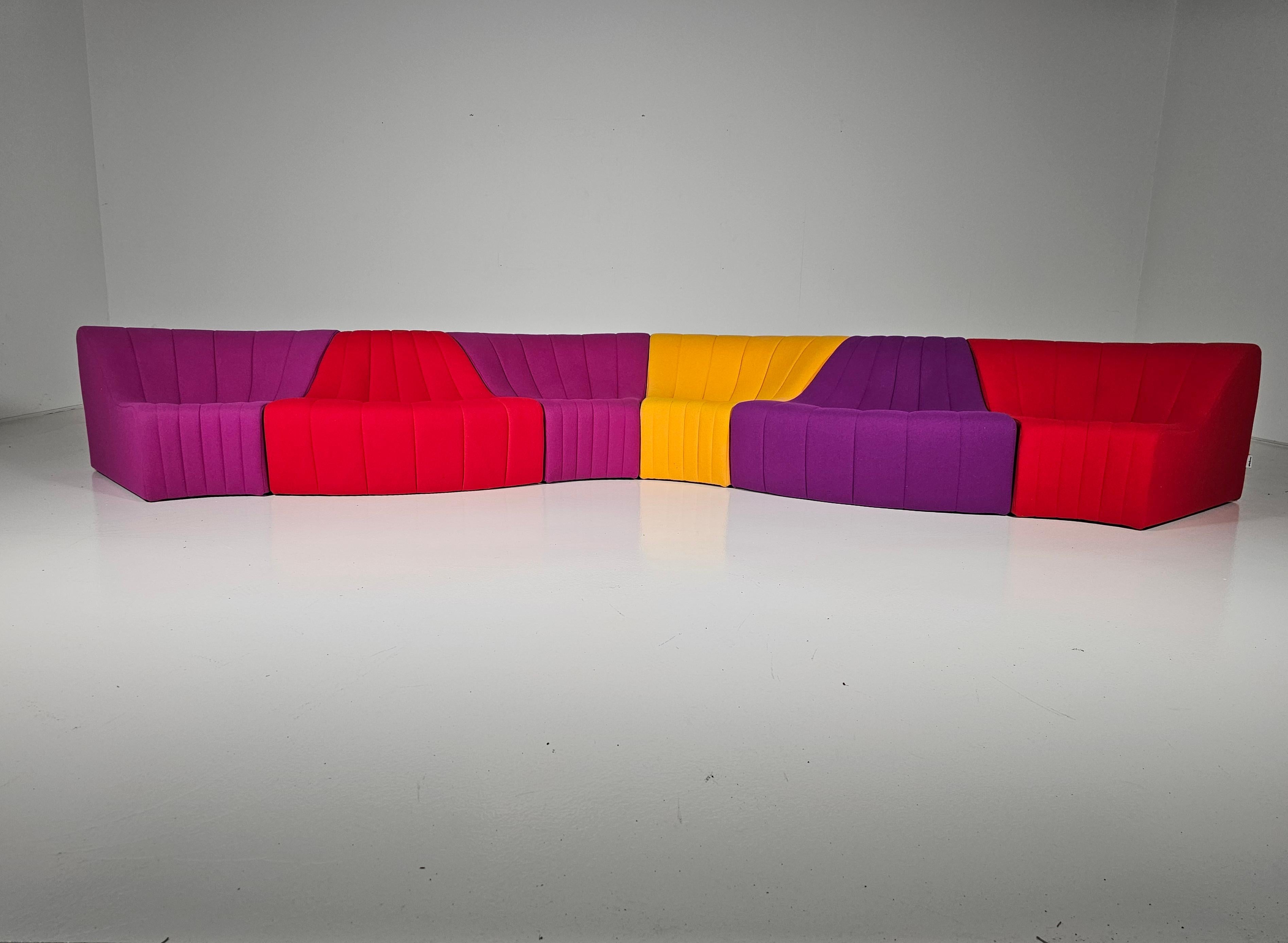 Late 20th Century Kwok Hoi Chan 'Chromatic'  modular sofa in red, purple and yellow colors 