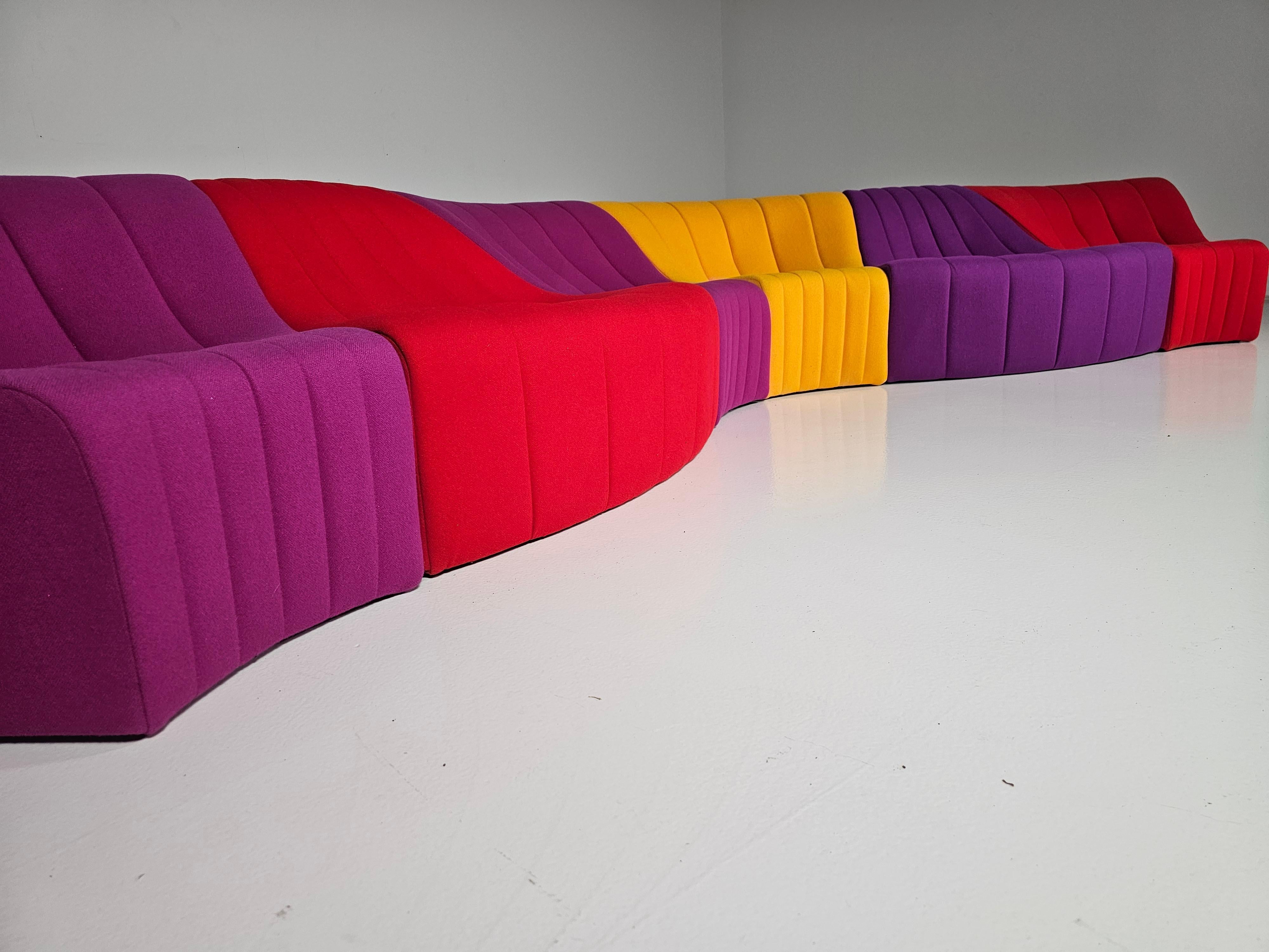 Fabric Kwok Hoi Chan 'Chromatic'  modular sofa in red, purple and yellow colors 