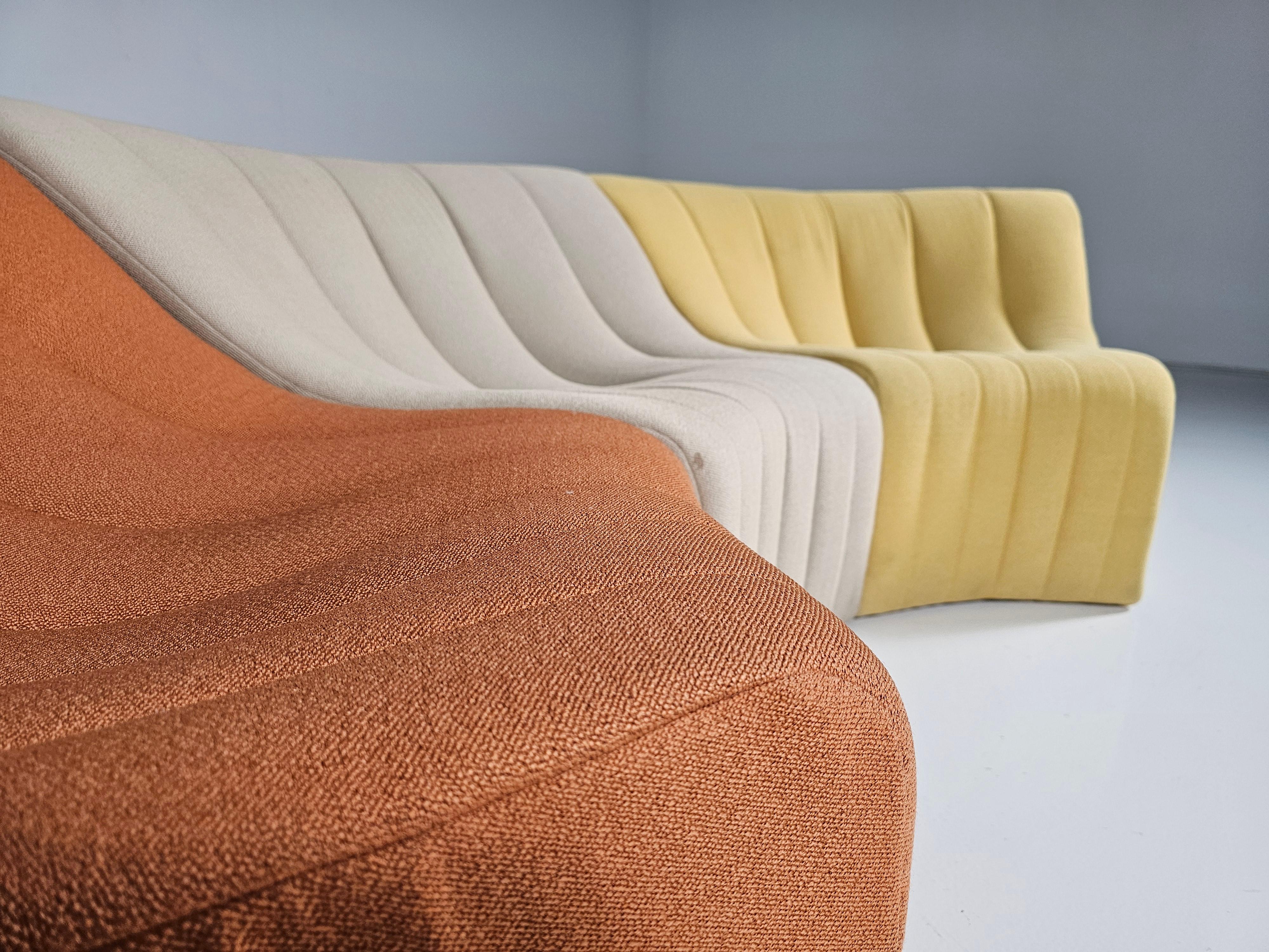 Fabric Kwok Hoi Chan 'Chromatic'  modular sofa in orange, yellow and cream  For Sale