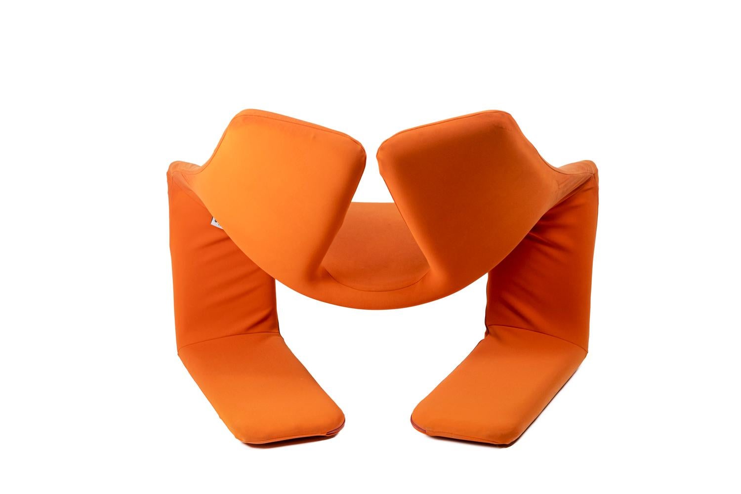 Kwok Hoï Chan, “Zen” Armchair in Foam and Orange Fabric, 1969 In Good Condition In Saint-Ouen, FR