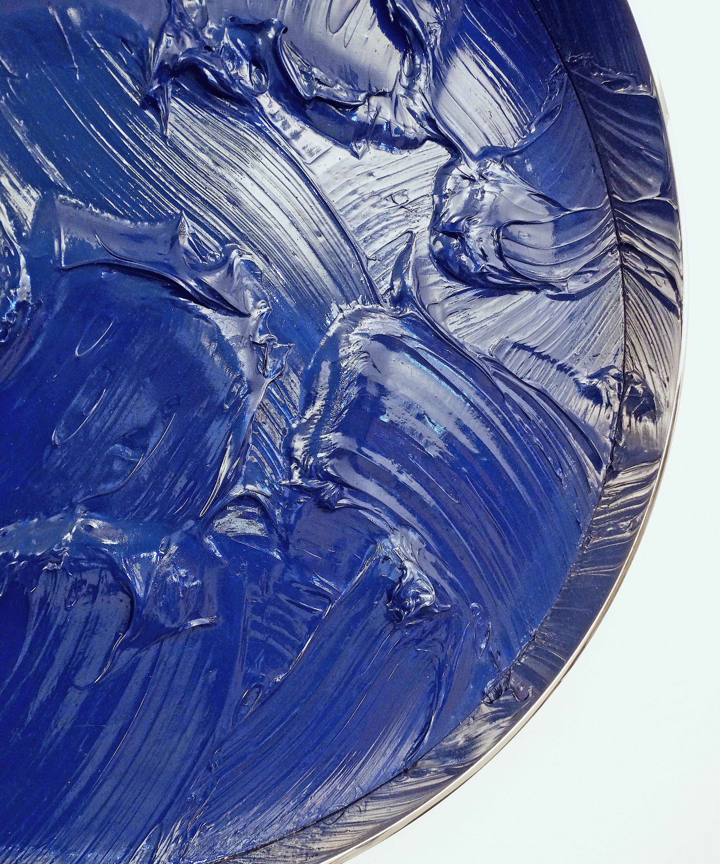 Onde Dark Blue - Abstract Mixed Media Art by KX2: Ruth Avra + Dana Kleinman