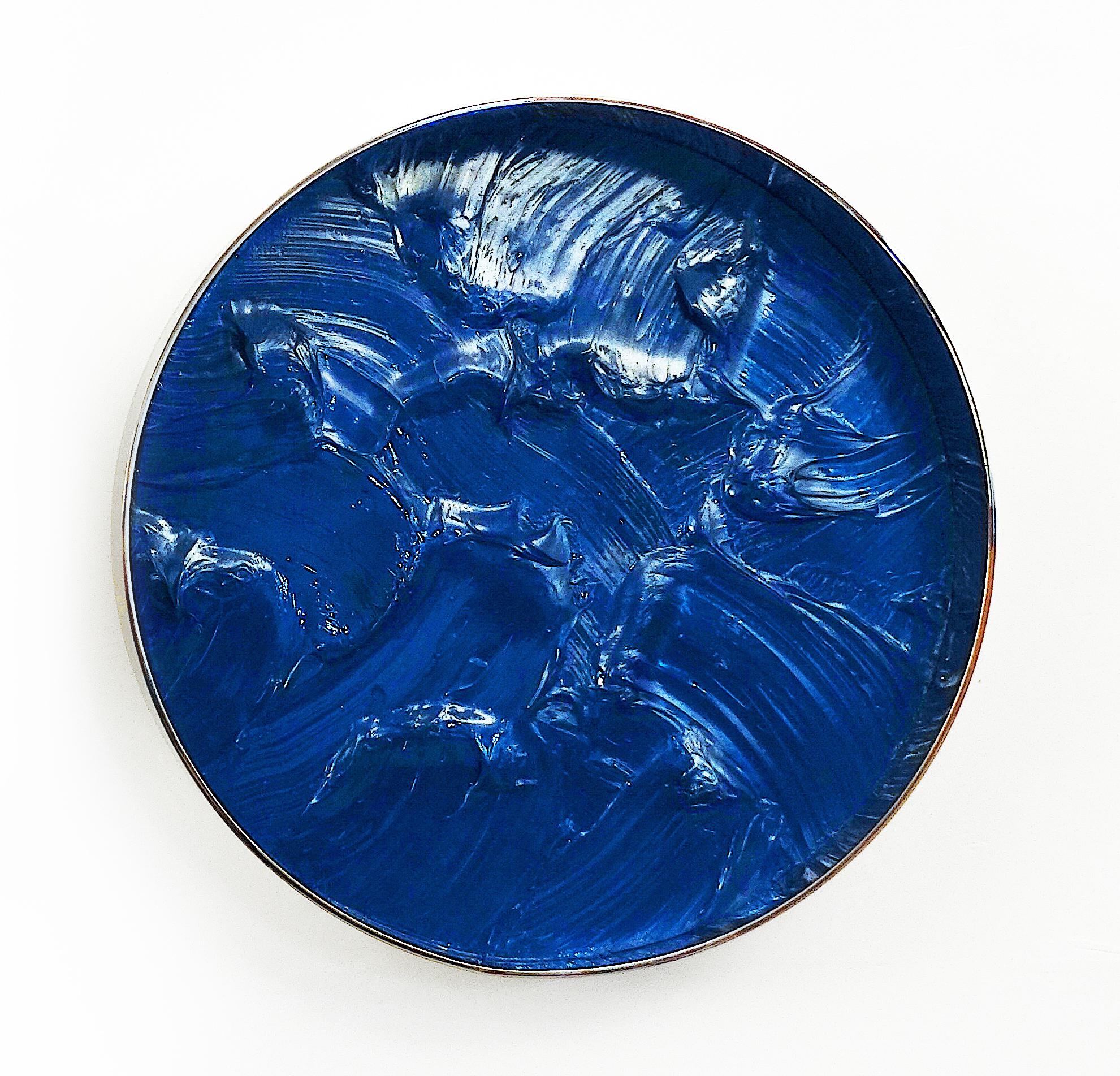 Onde Dark Blue - Mixed Media Art by KX2: Ruth Avra + Dana Kleinman