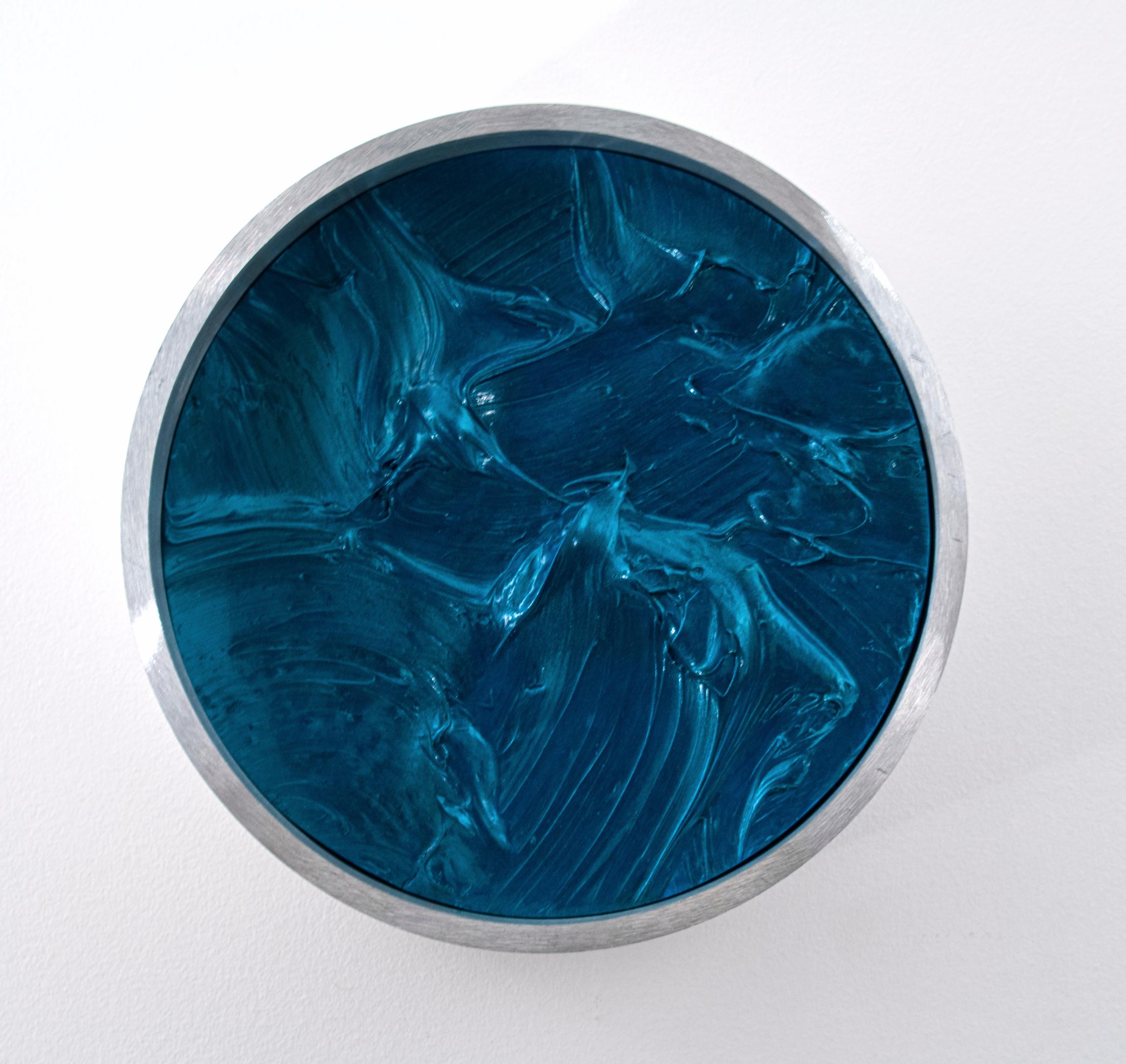 KX2: Ruth Avra + Dana Kleinman Abstract Painting - Pearlescent Wave - Teal Blue