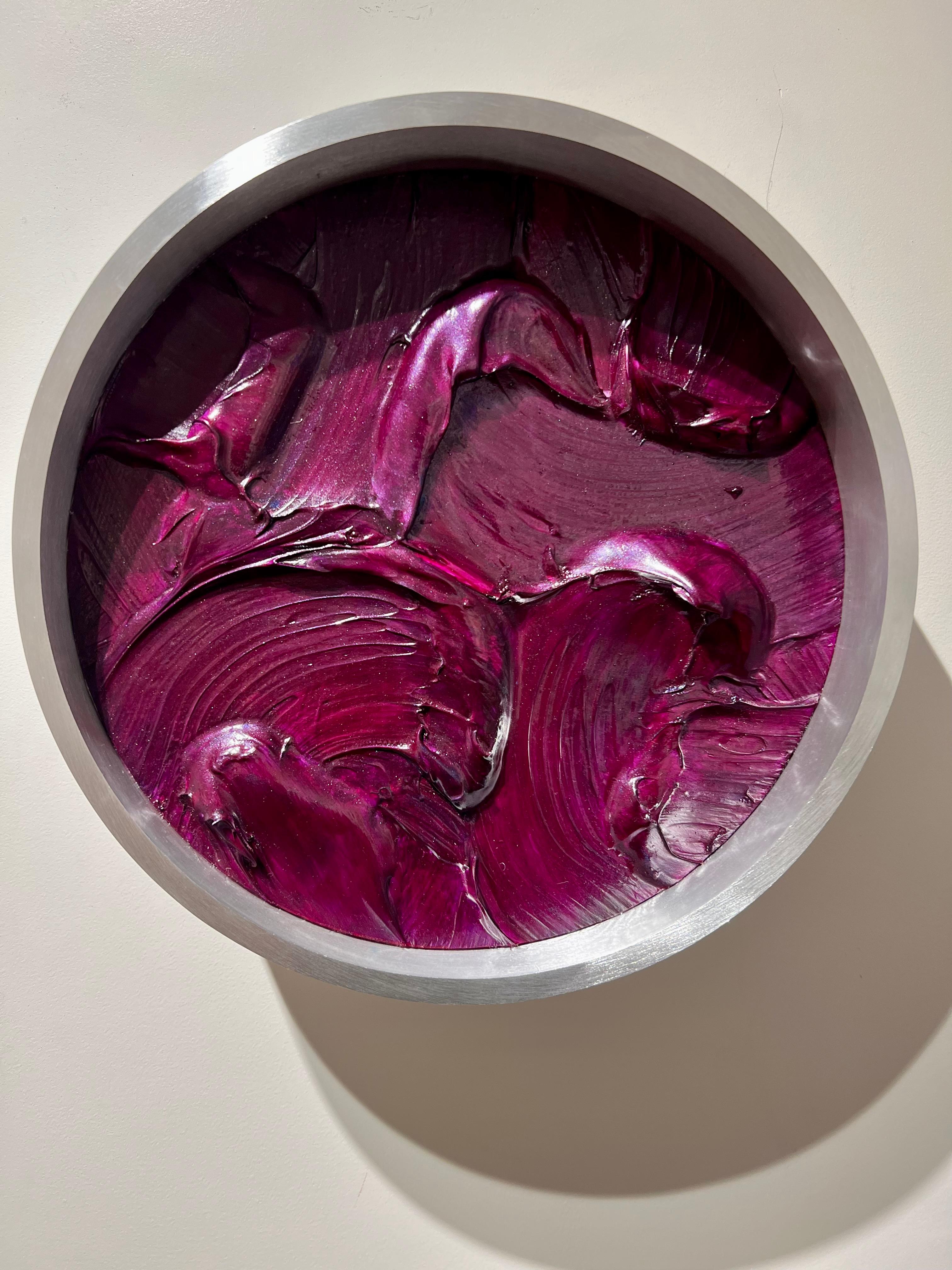 Wave Pearl Magenta - Brown Abstract Painting by KX2: Ruth Avra + Dana Kleinman