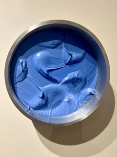 Wave Pearl Periwinkle Mixed Media Wall Sculpture, Abstract Framed Art