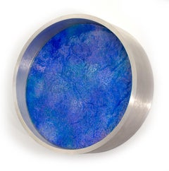 Wall Sculpture by KX2 "Pipeline - Cobalt" (brushed aluminum/mixed media)