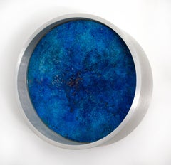 Wall Sculpture by KX2 "Pipeline - Dark Blue" (brushed aluminum/mixed media)