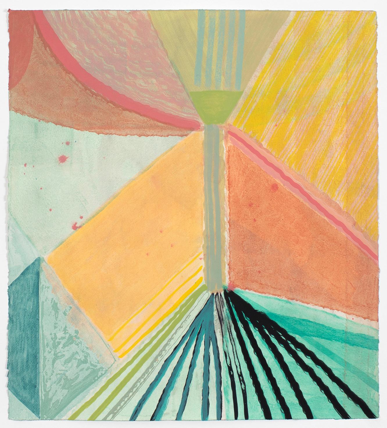 Ky Anderson Abstract Painting – "Feder" 2025 Acryl auf Aquarellpapier 25 x 22 Zoll.
