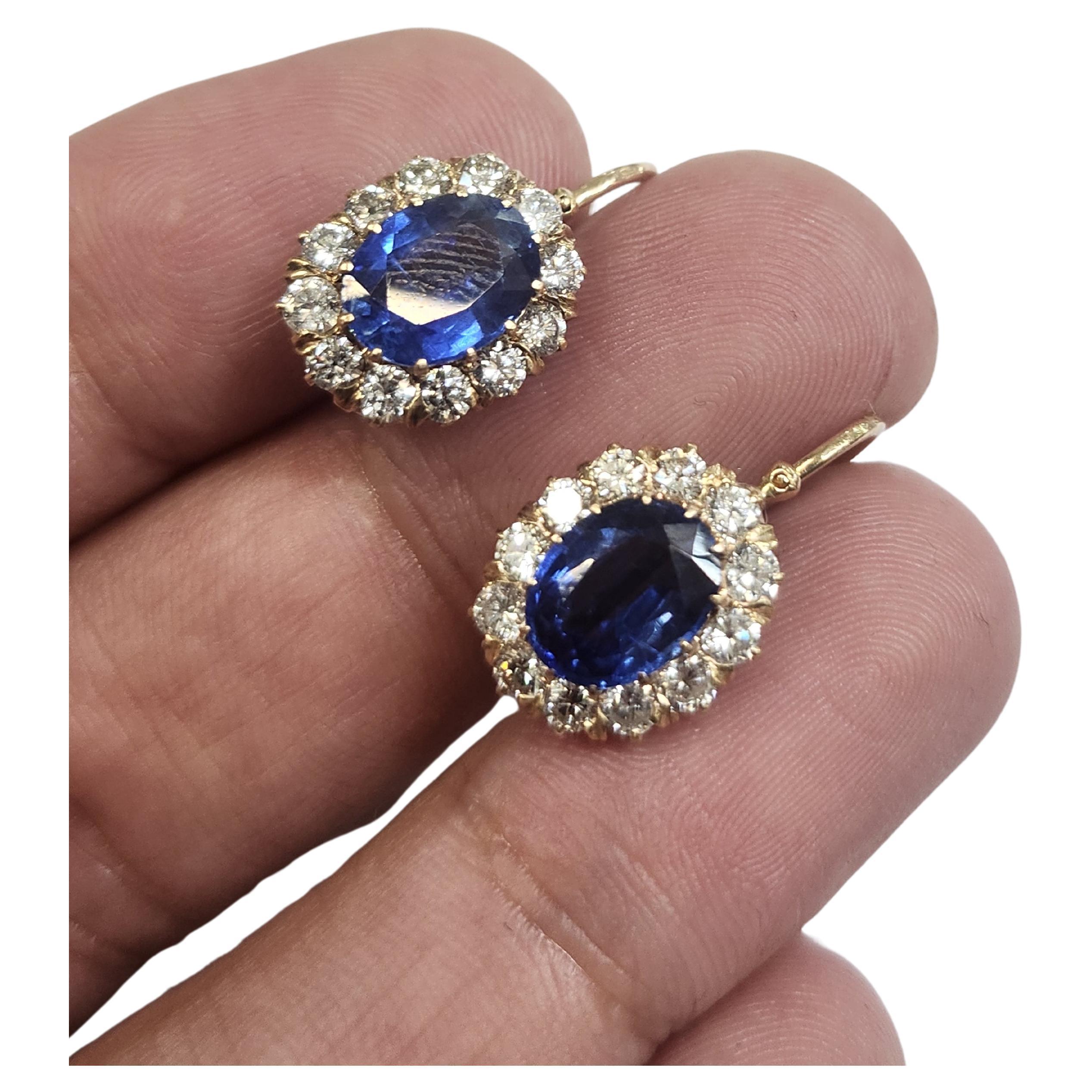 Women's Kyanite And Old Mine Cut Diamond Earrings For Sale