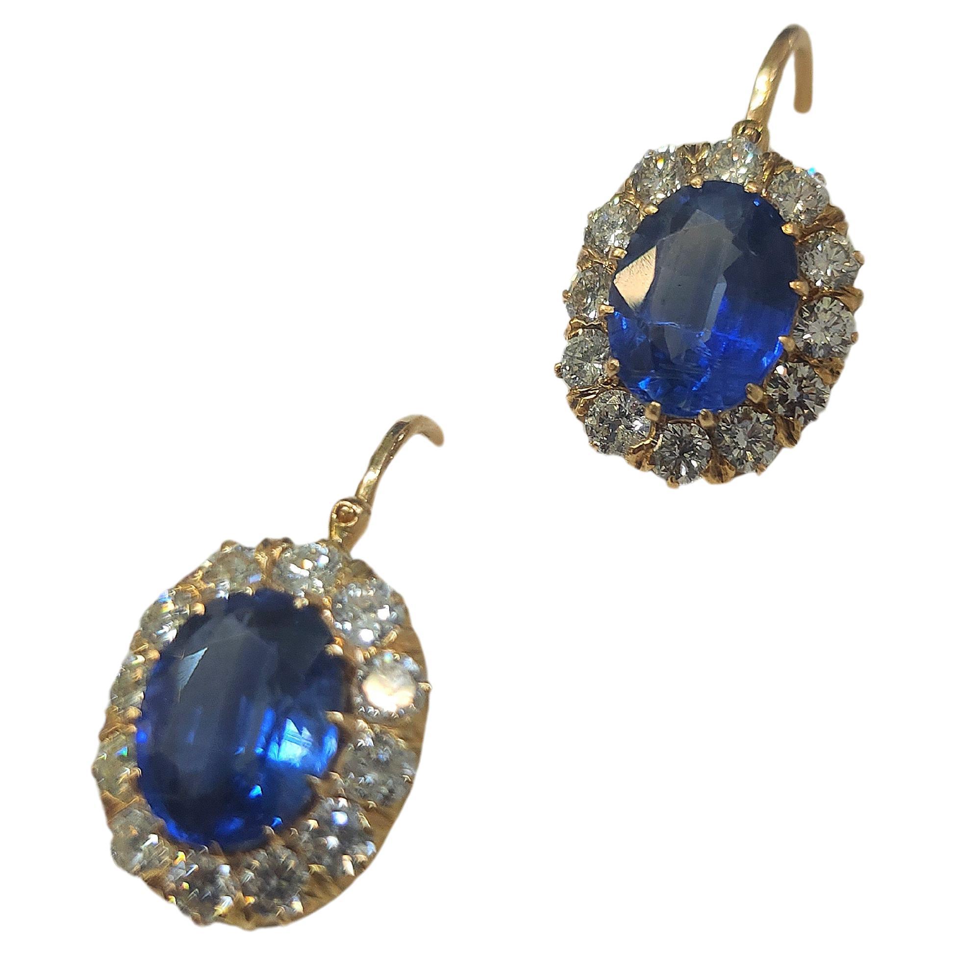 Kyanite And Old Mine Cut Diamond Earrings For Sale 1