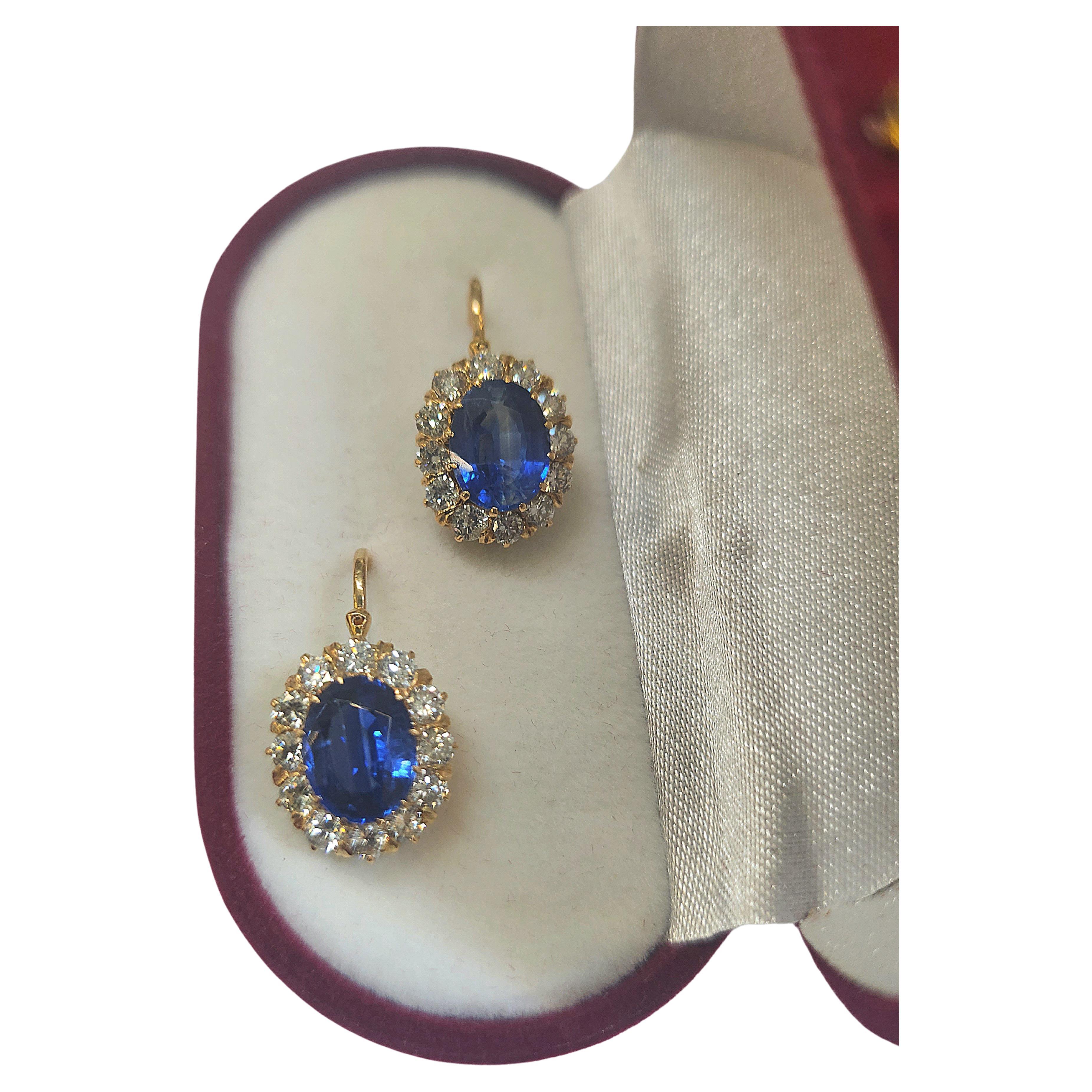 Kyanite And Old Mine Cut Diamond Earrings For Sale 3