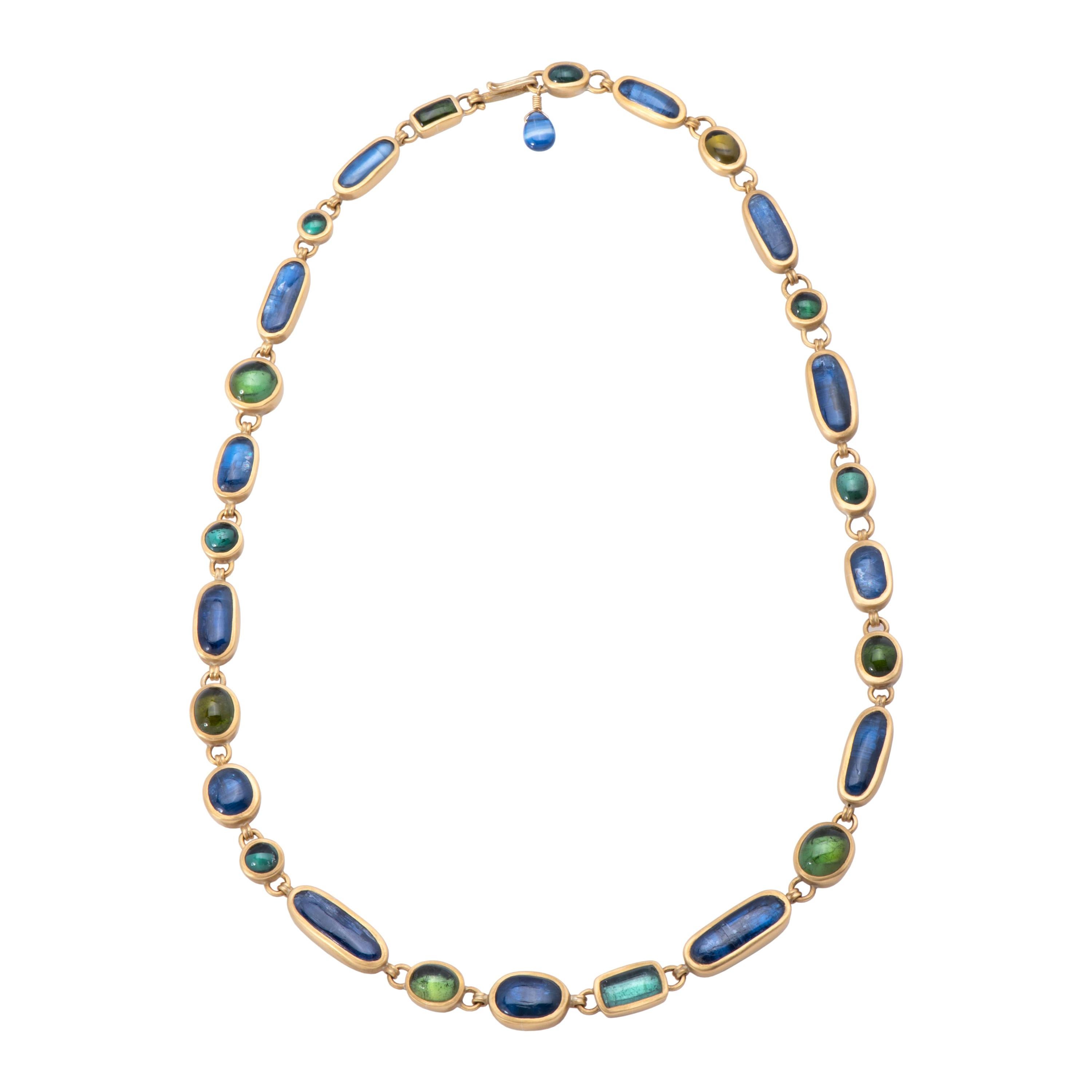 Kyanite and Tourmaline Lozenge Necklace For Sale