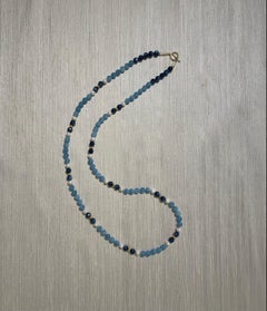 Kyanite, Aquamarine, Freshwater Pearl and Gold Necklace