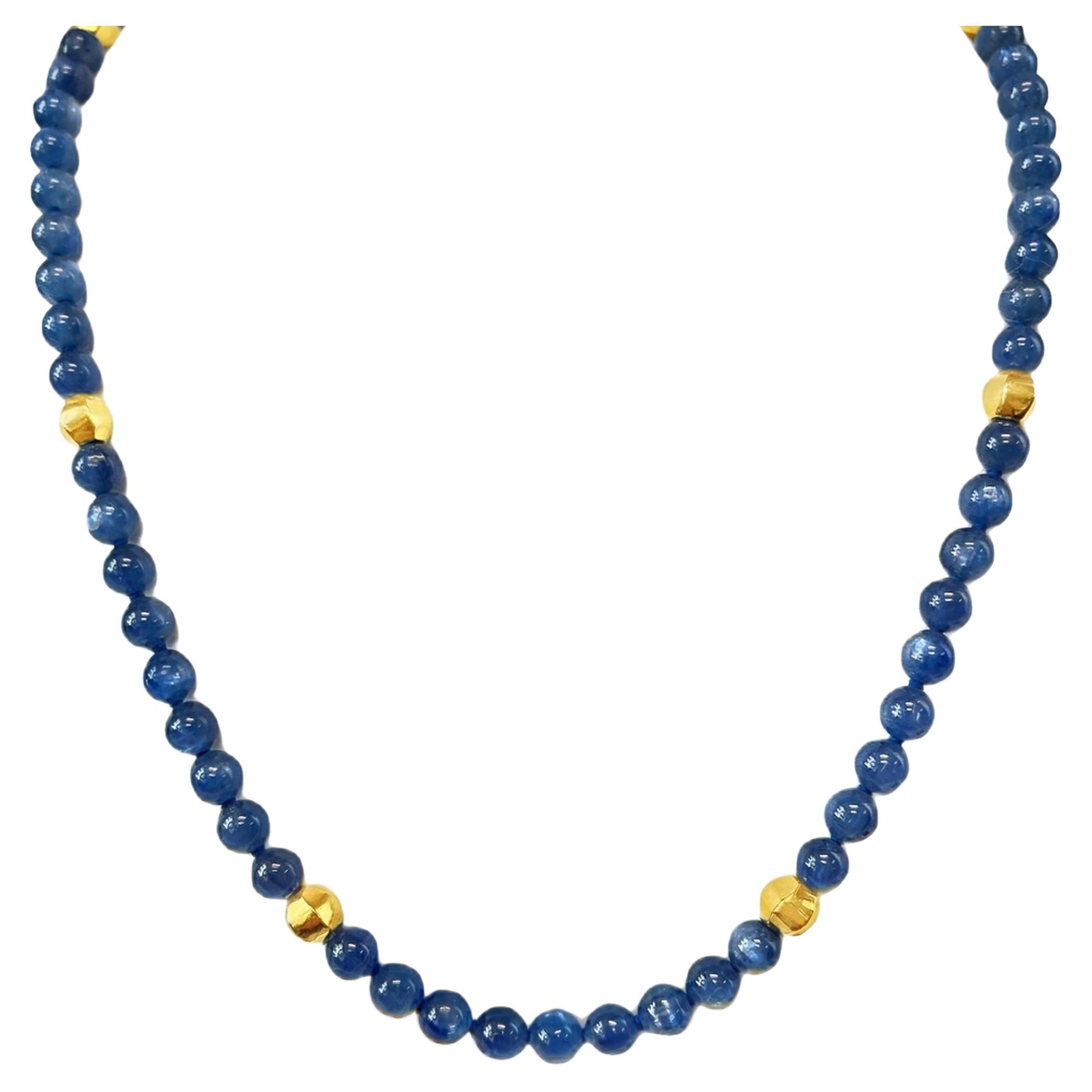 Collana di perline di kianite e accenti in oro giallo, 19,5 pollici