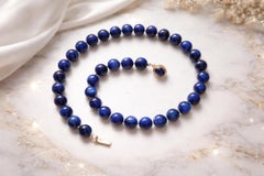 Kyanite Beaded Necklace with Sterling Silver Kyanite Clasp, 18"