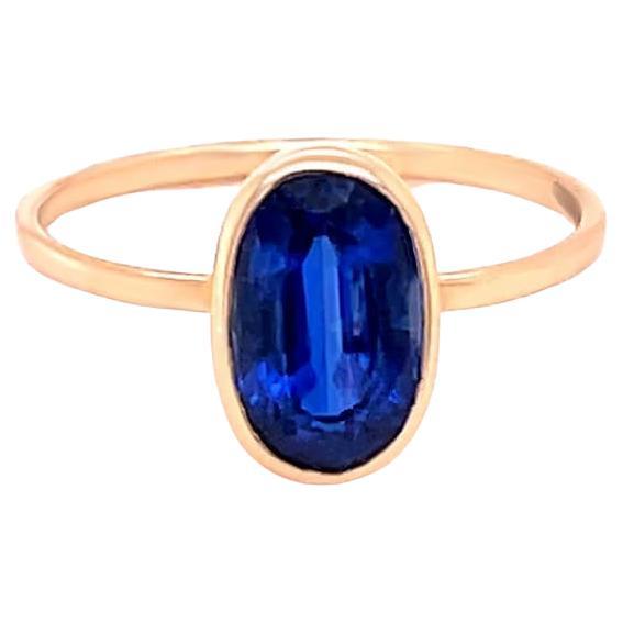 Kyanite Bezel Ring 2.46 Carat 14K Yellow Gold For Sale