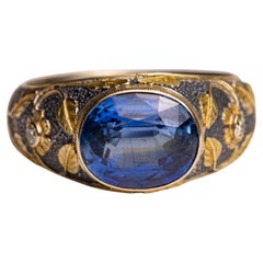 Cianita, Diamante Anillo de Oro de 18K y Plata de Ley