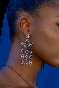 Kyanite & Diamond Chandelier Earrings