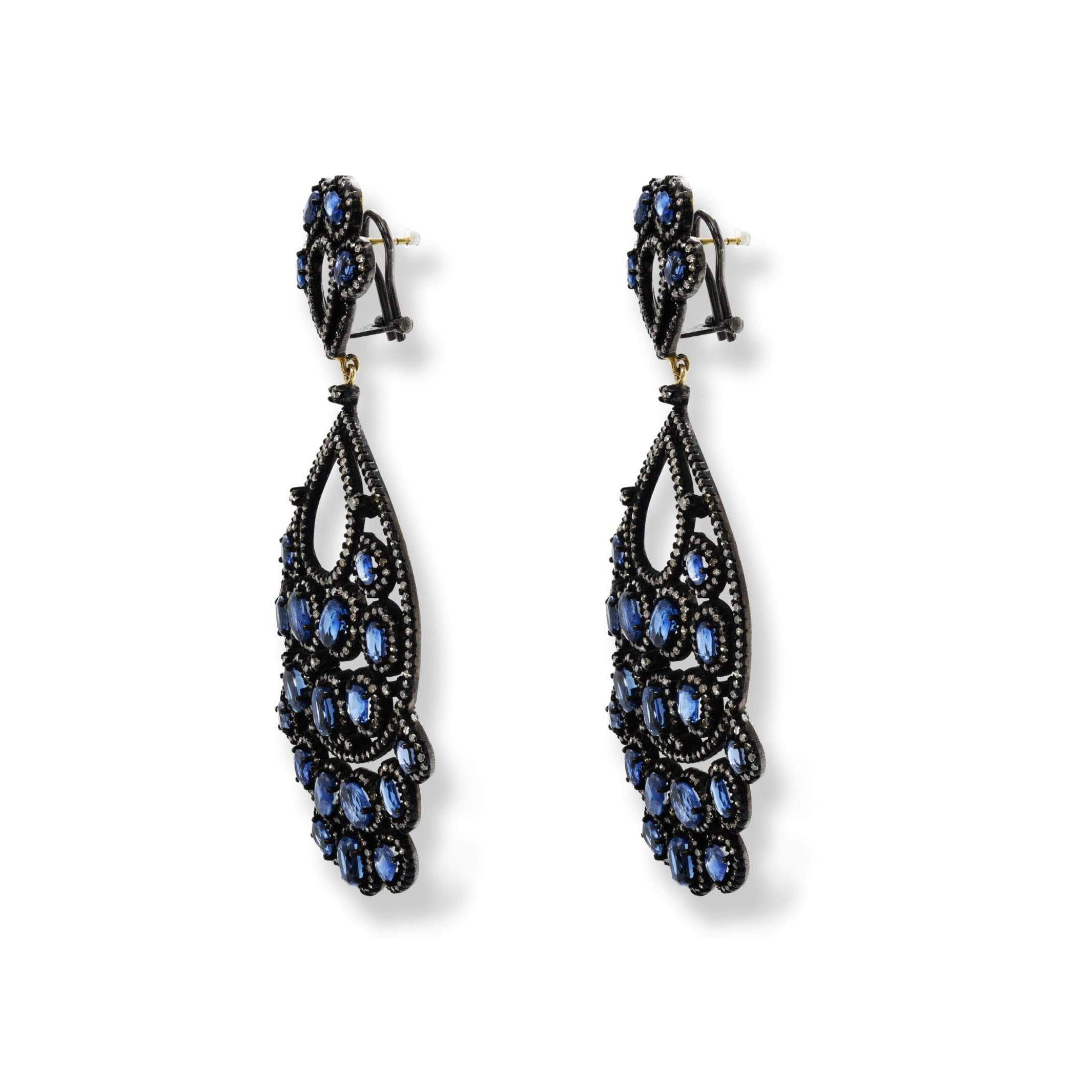 Women's Kyanite & Diamond Earrings For Sale